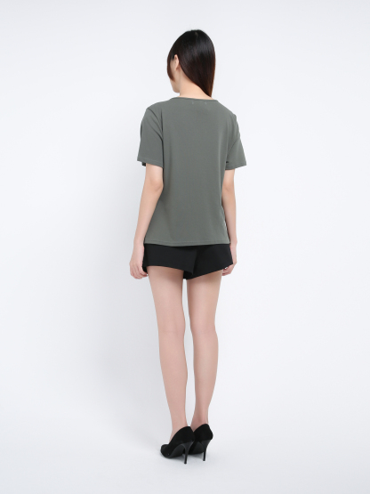Short Sleeve V Neck Top 39541