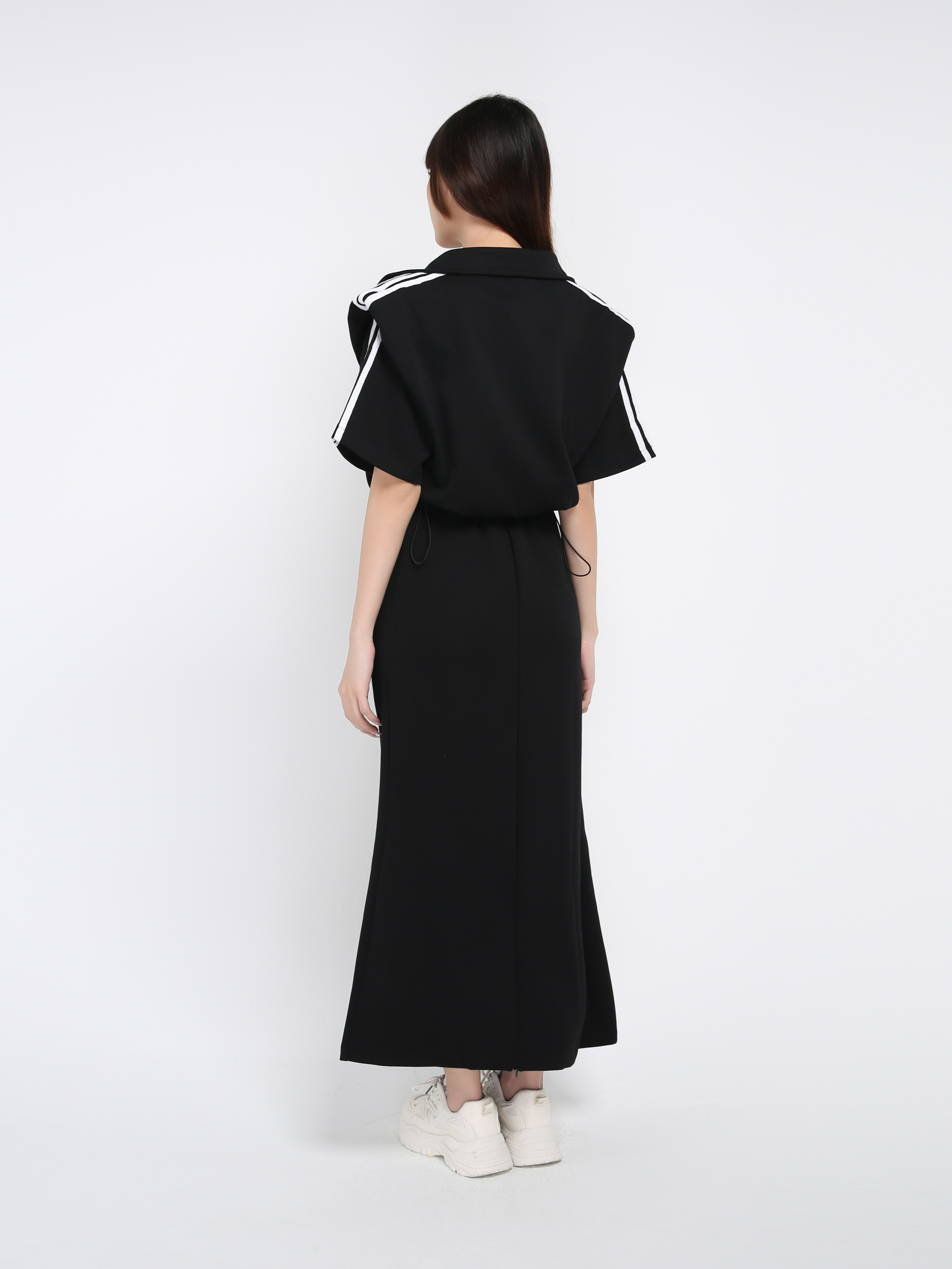 Short Sleeve Front Zip Top With Long Skirt Set 39551