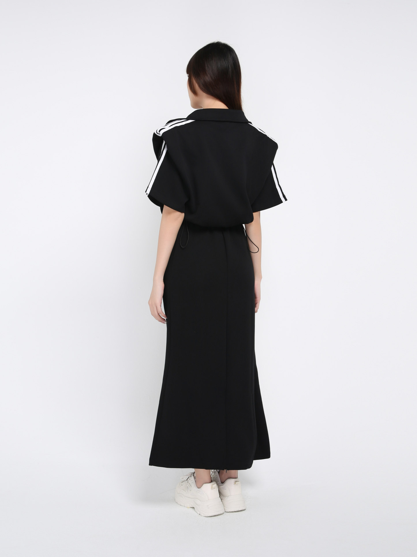 Short Sleeve Front Zip Top With Long Skirt Set 39551
