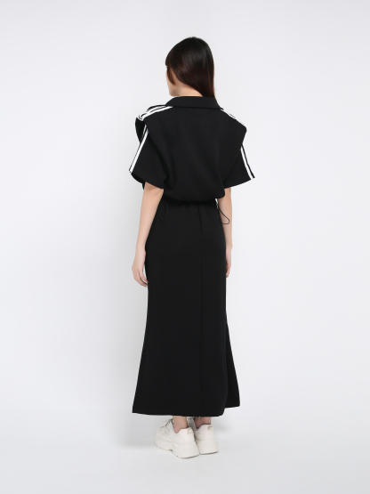 Short Sleeve Front Zip Top With Long Skirt Set 39551