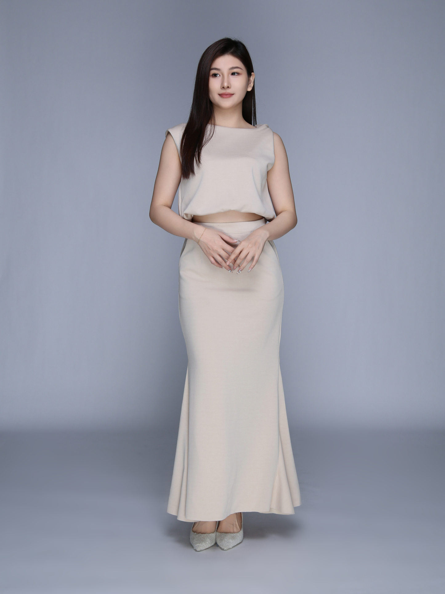 Sleeveless Top With Long Skirt Set 39552