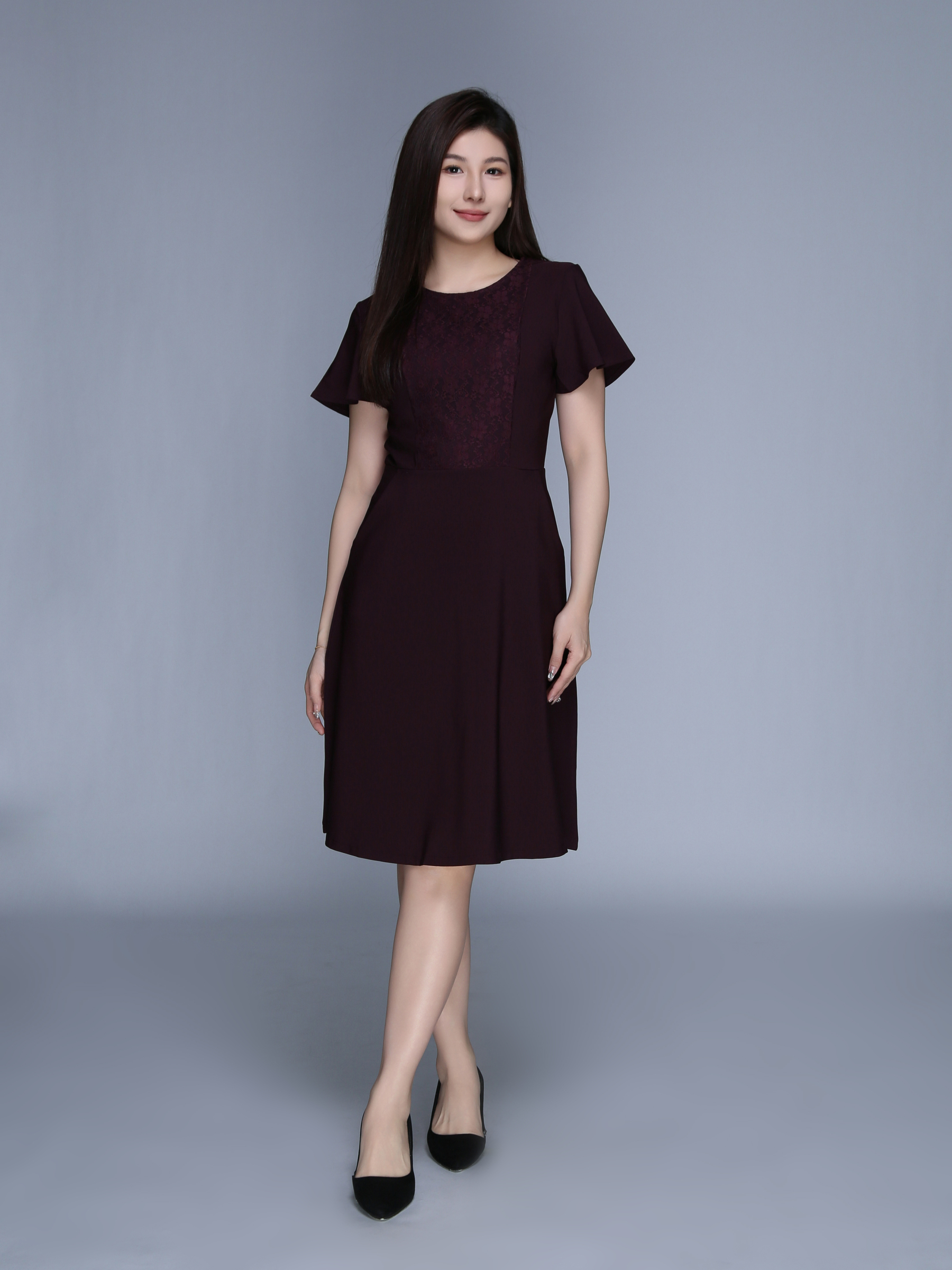 Short Sleeve Back Zip Dress 39556