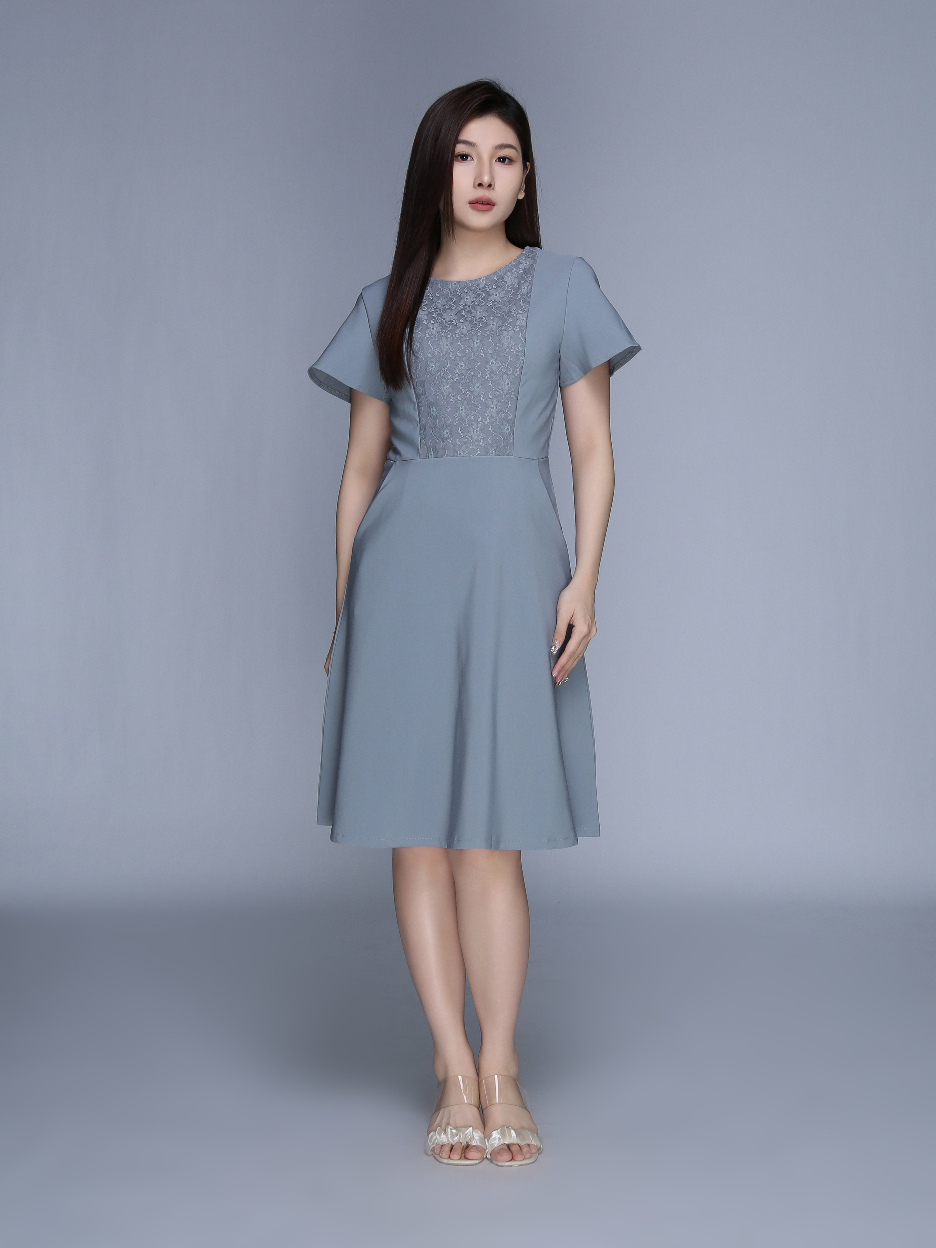 Short Sleeve Back Zip Dress 39556