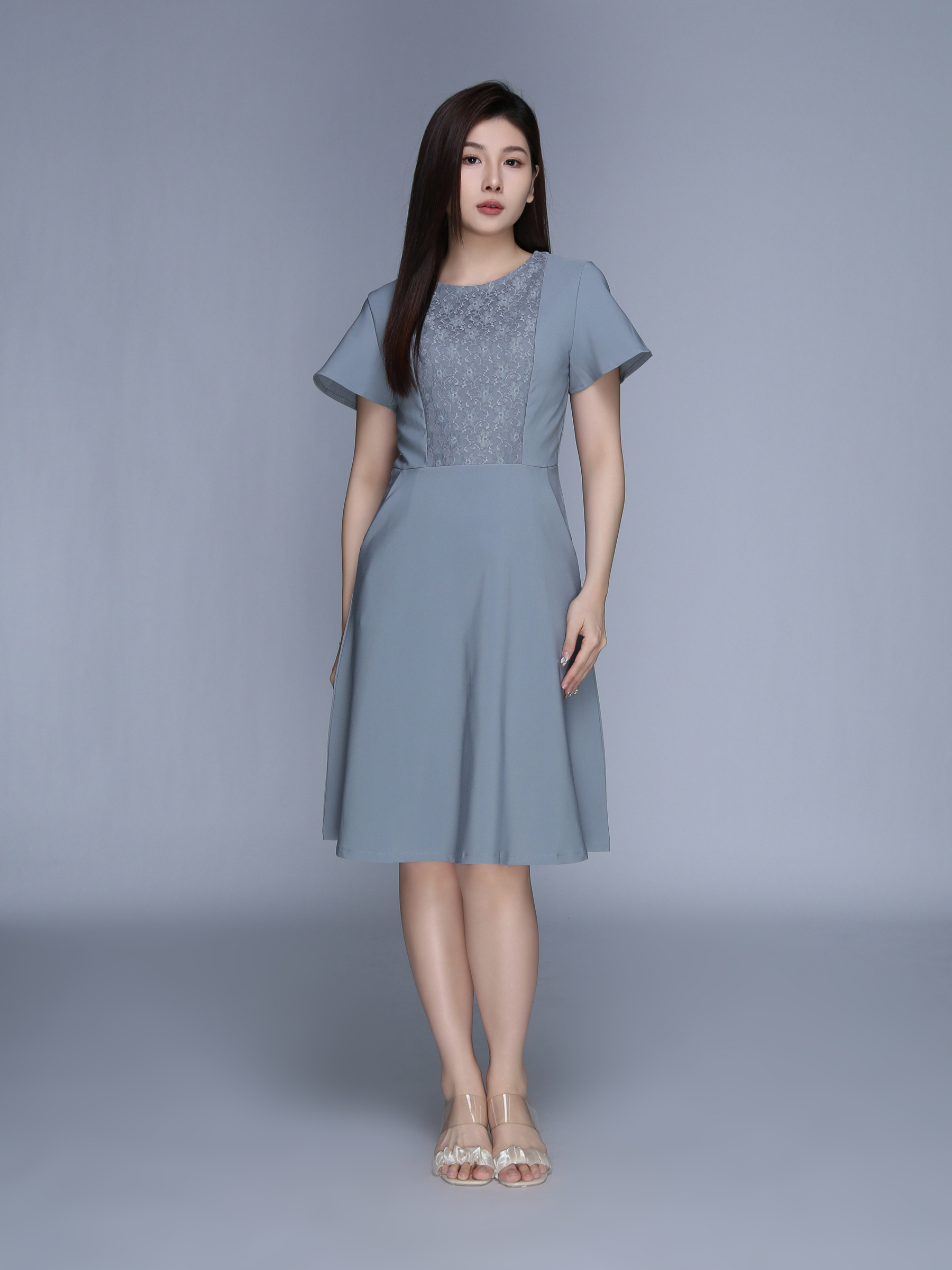 Short Sleeve Back Zip Dress 39556