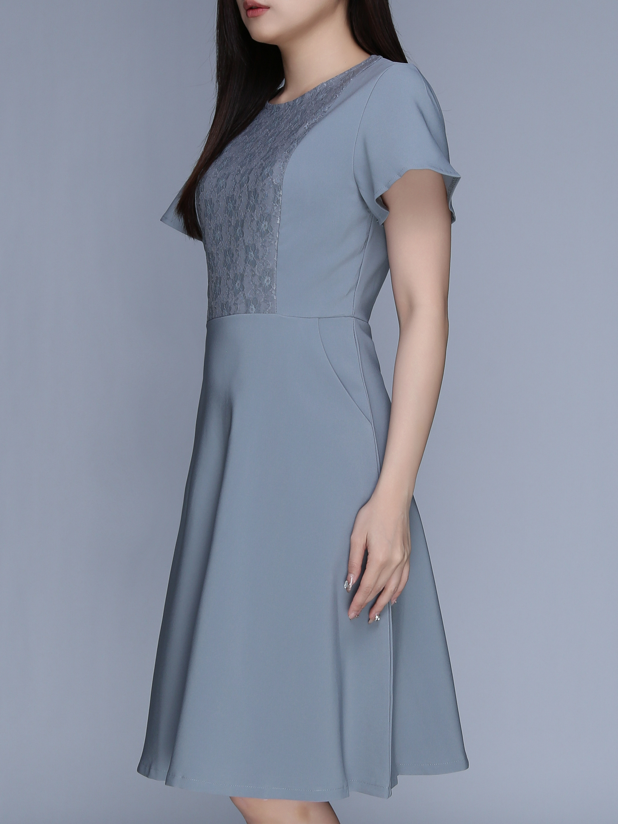 Short Sleeve Back Zip Dress 39556