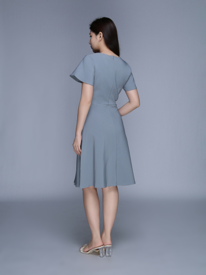 Short Sleeve Back Zip Dress 39556