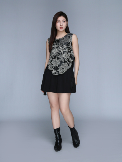 Sleeveless New Year Top With Skirt Set 39560