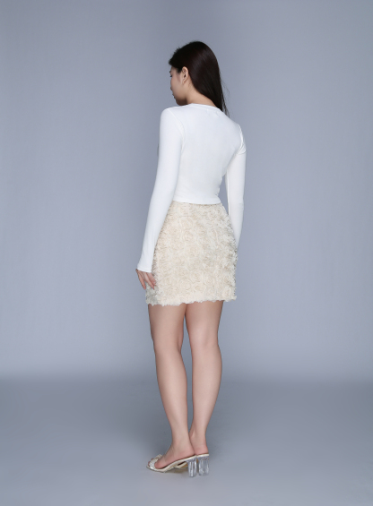 Long Sleeve Top With Flower Skirt Set 39588