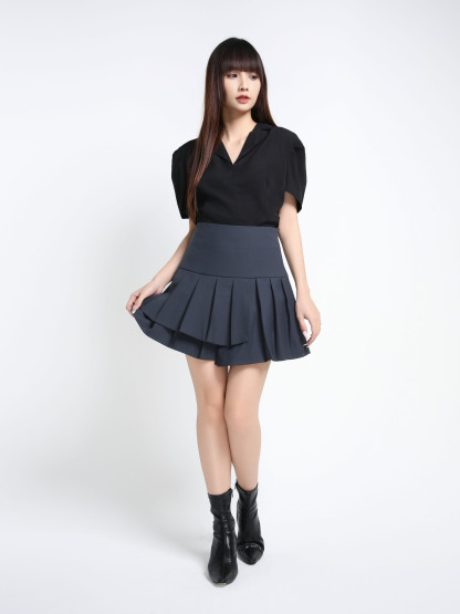 Side Zip Pleated Skirt Pant 39357