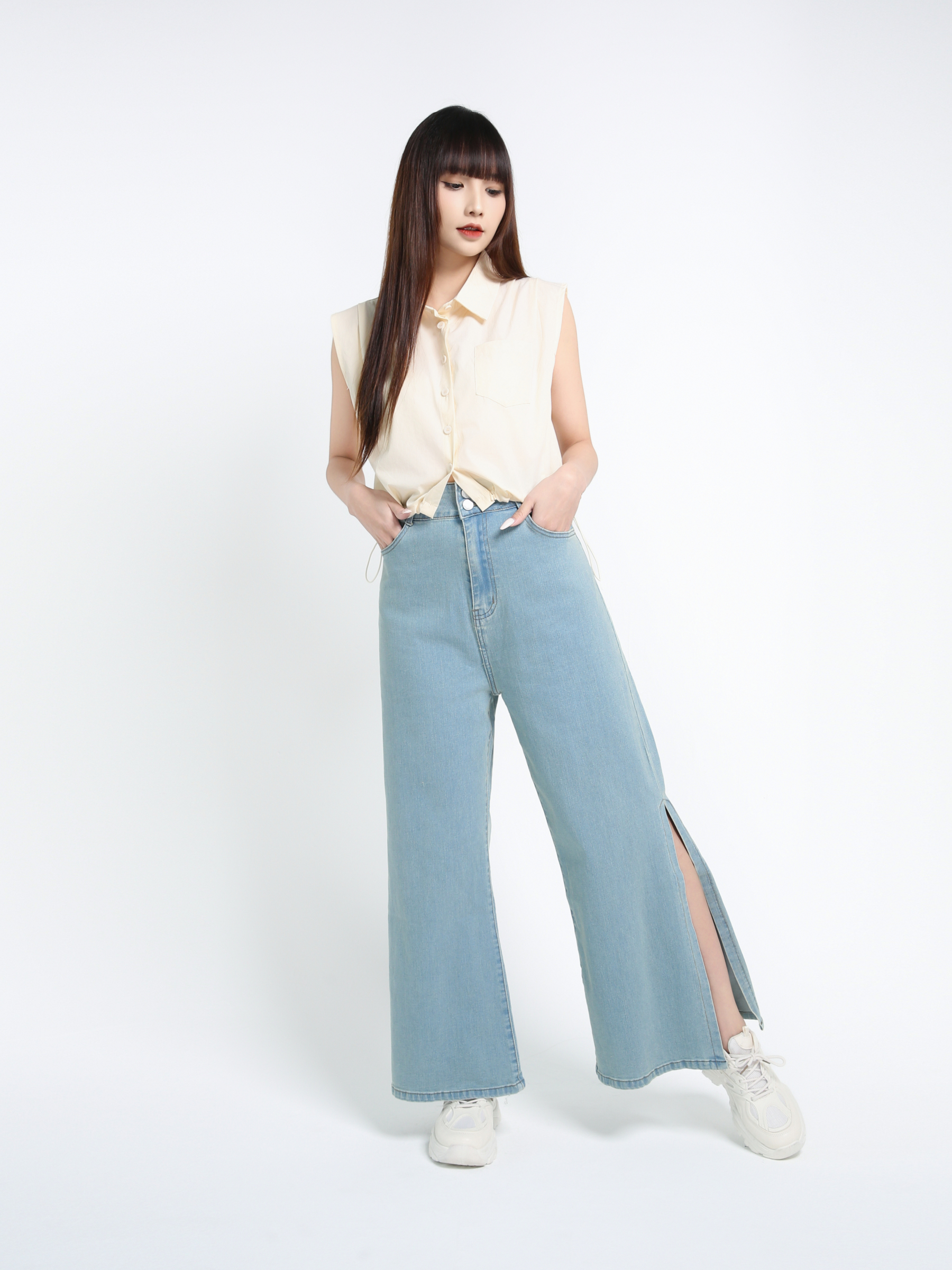 Denim With Split Long Pants 39421