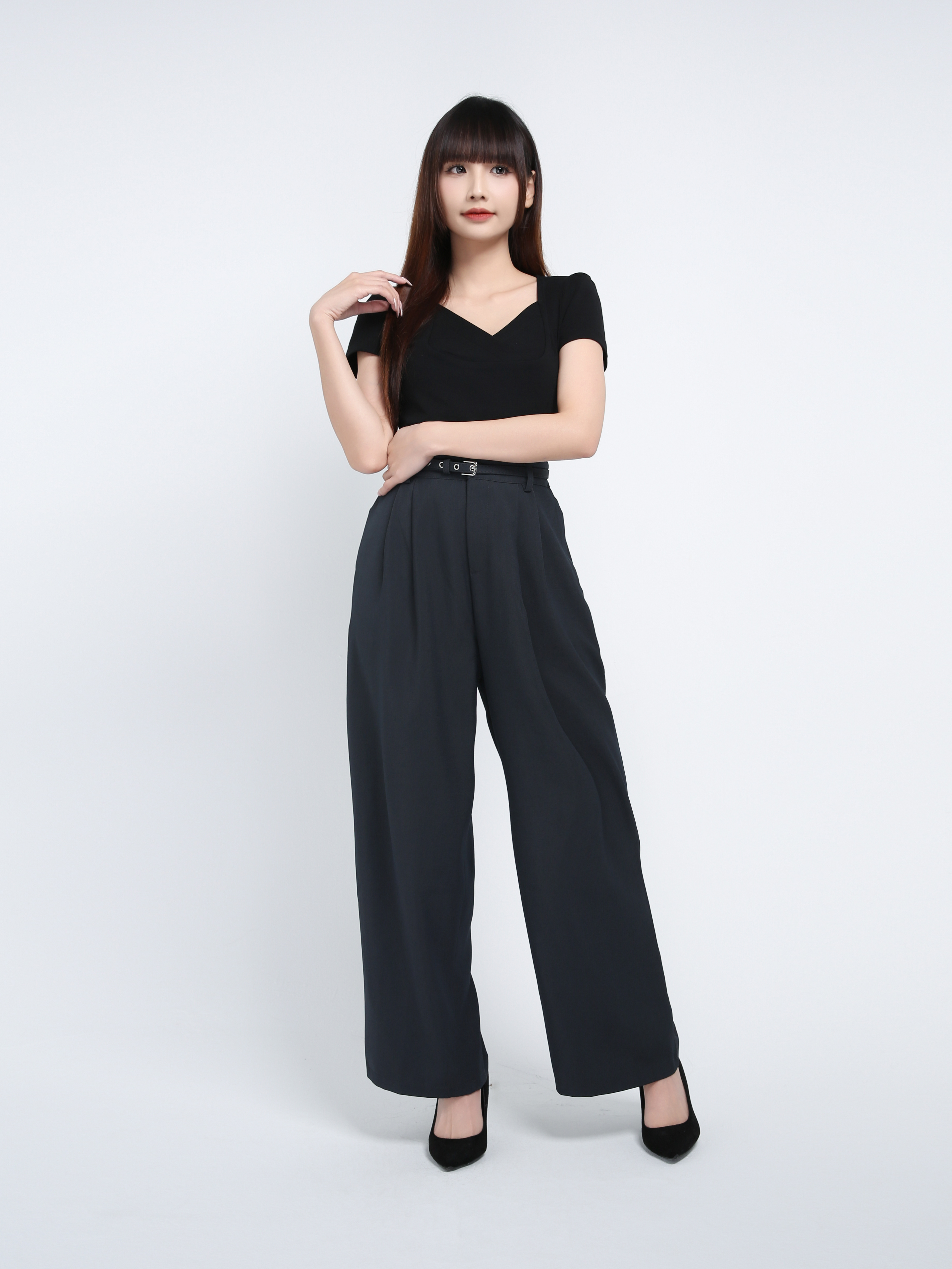 Pleated Long Pant With Belt 39637