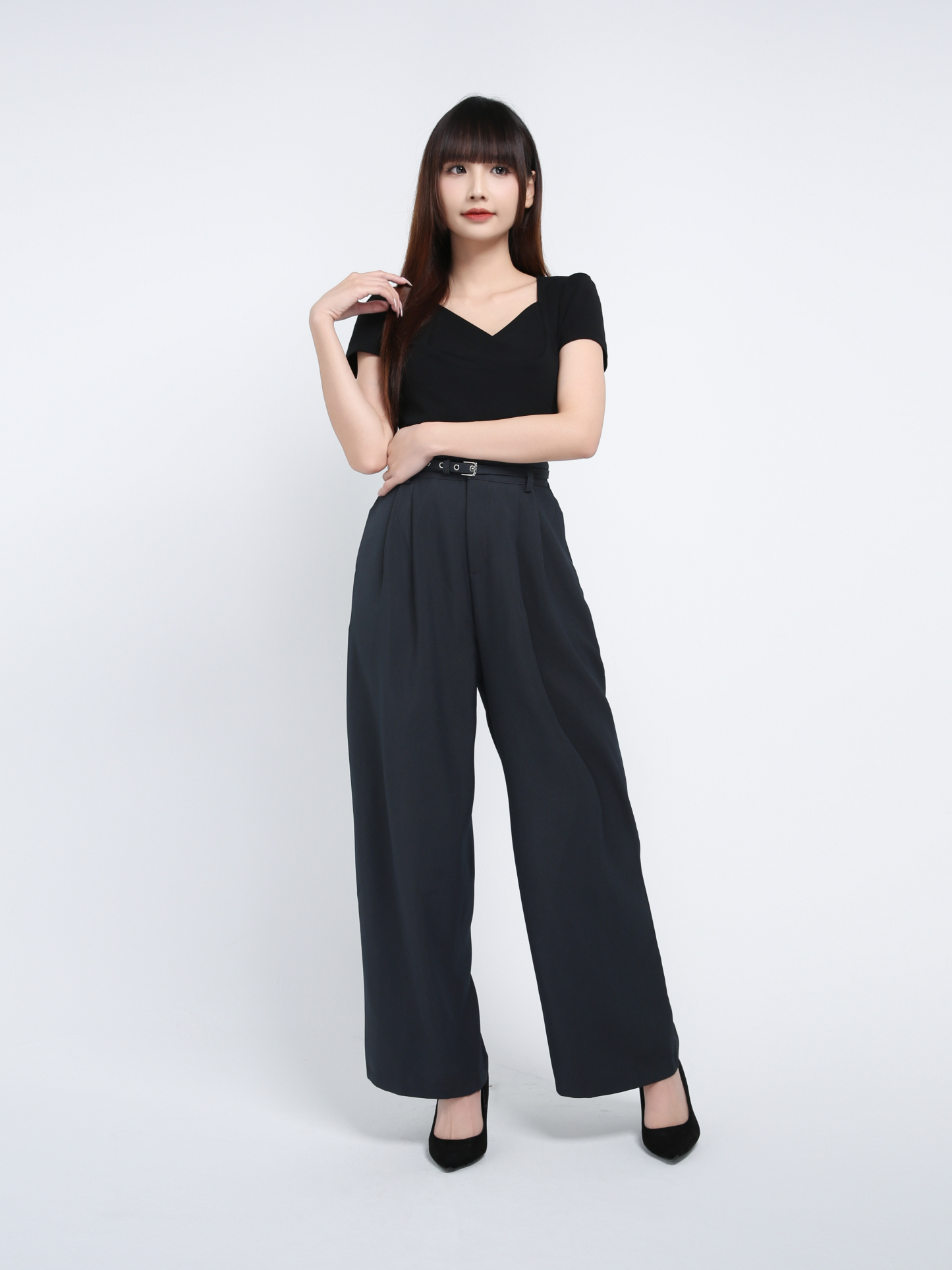 Pleated Long Pant With Belt 39637
