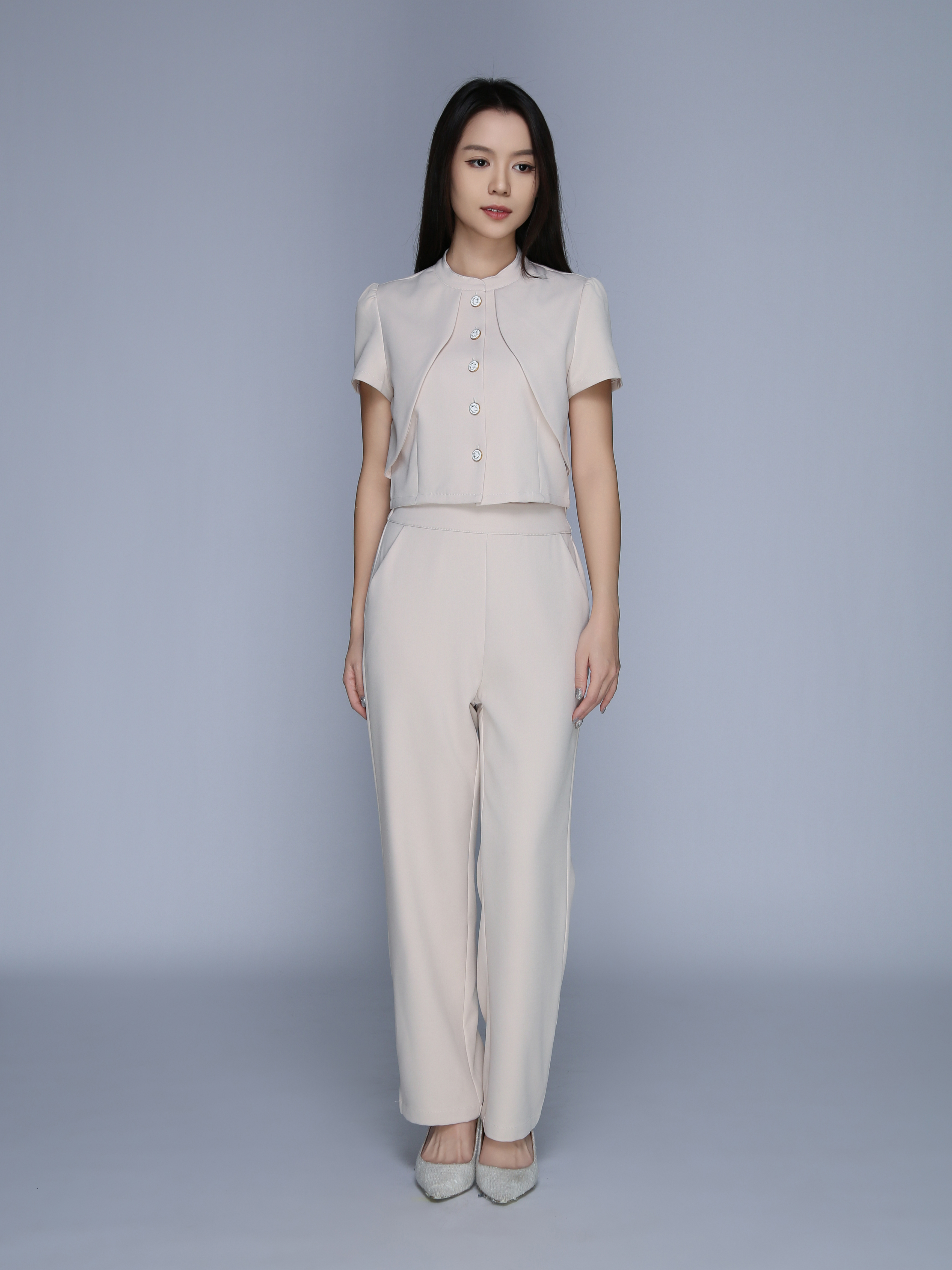 Short Sleeve Top With Long Pant Set 39640