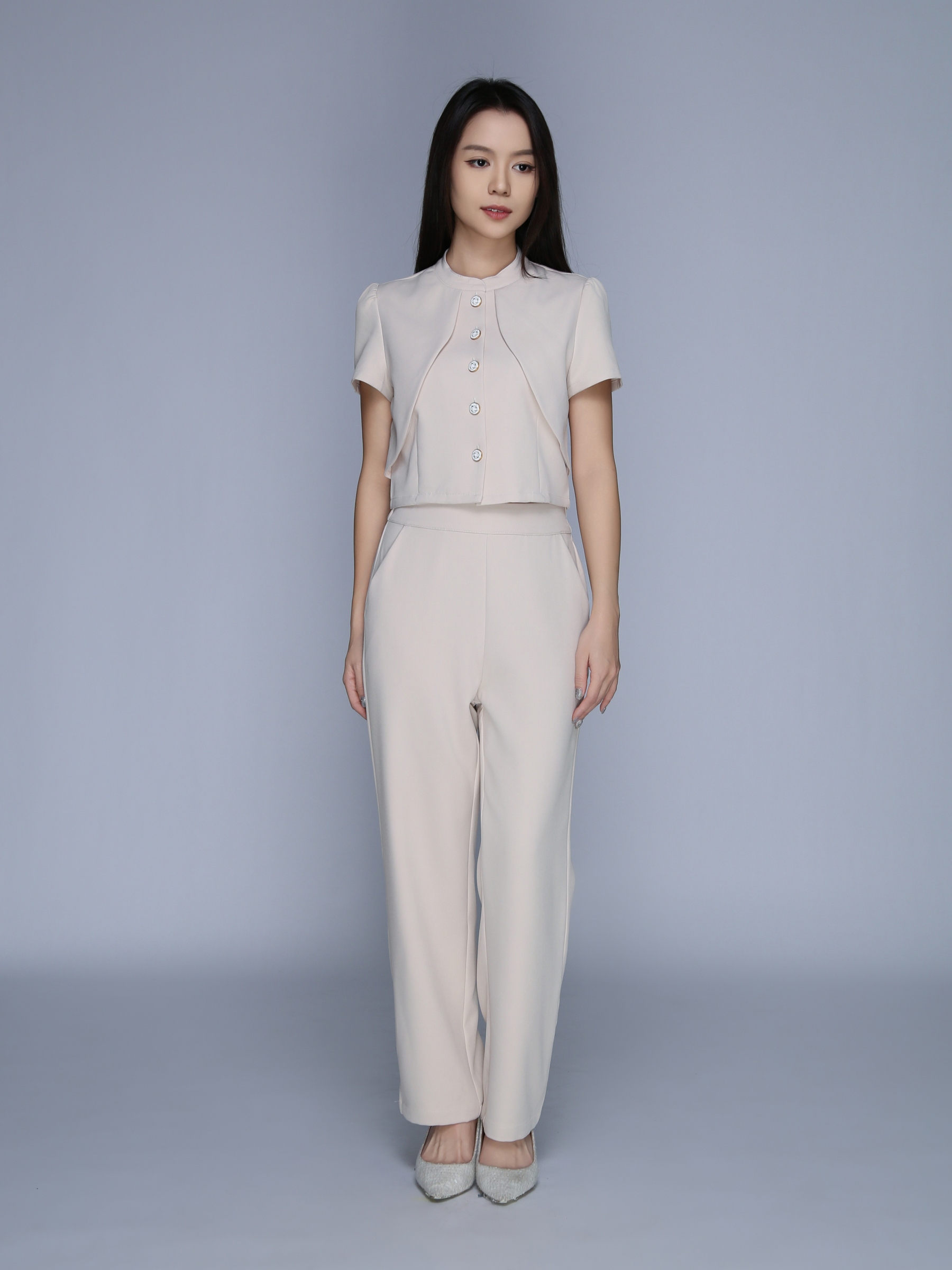 Short Sleeve Top With Long Pant Set 39640