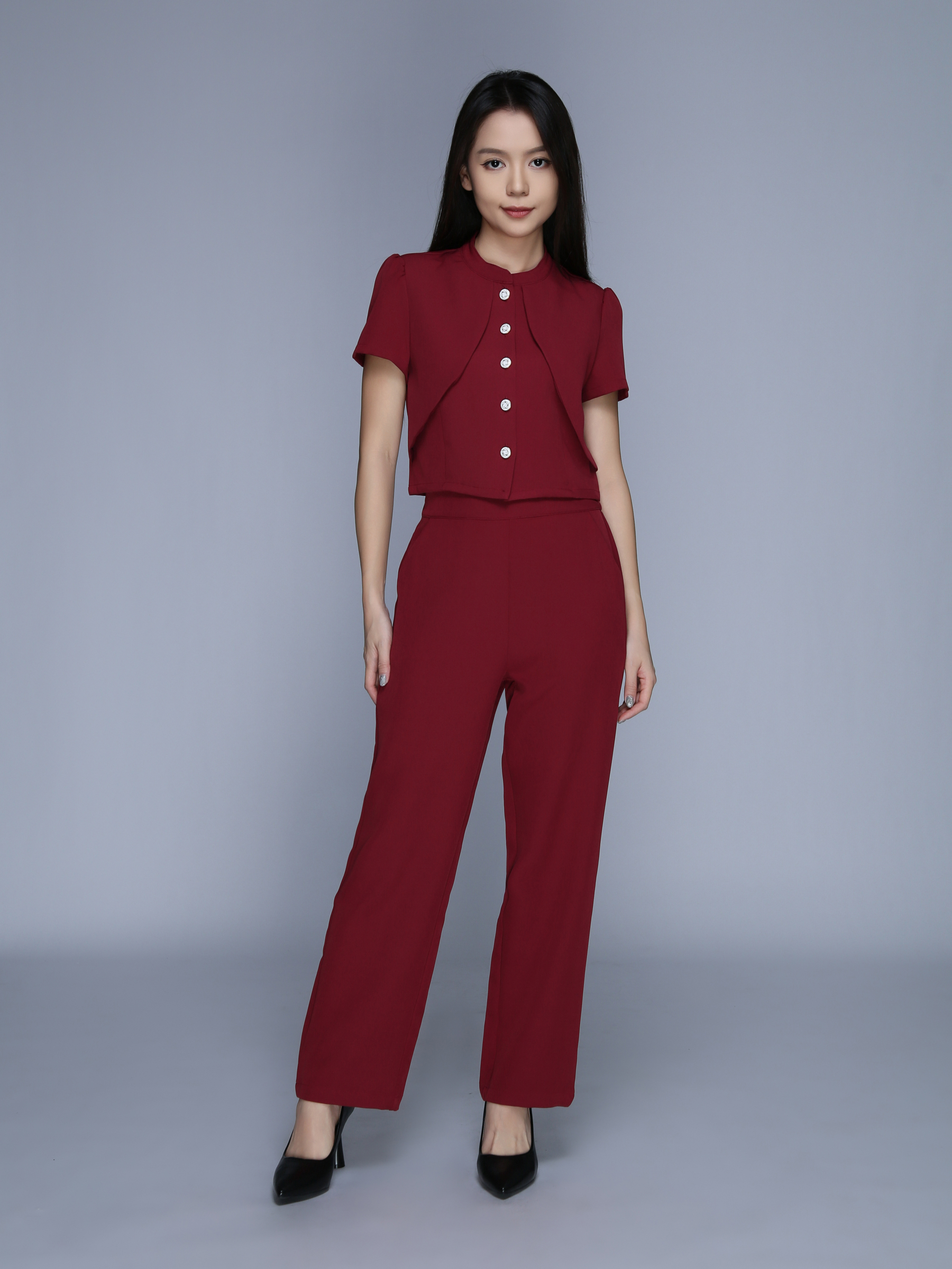 Short Sleeve Top With Long Pant Set 39640