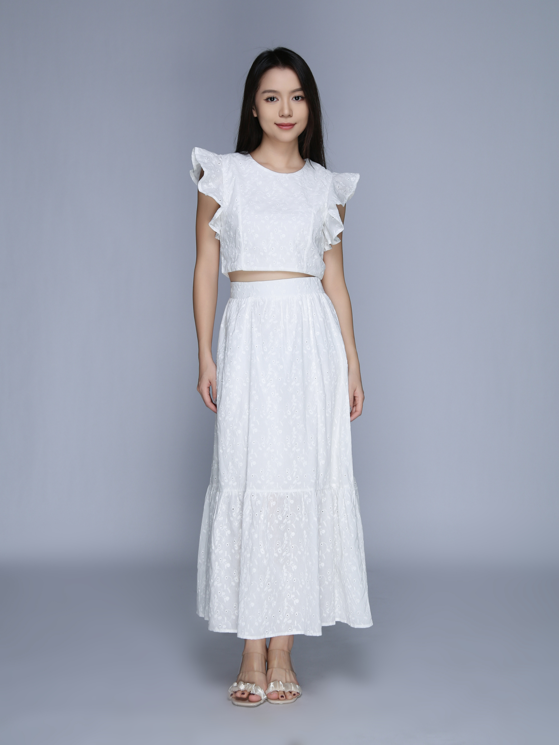 Sleeveless Back Zip Top With Long Skirt Set 39644