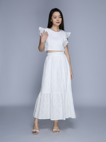 Sleeveless Back Zip Top With Long Skirt Set 39644