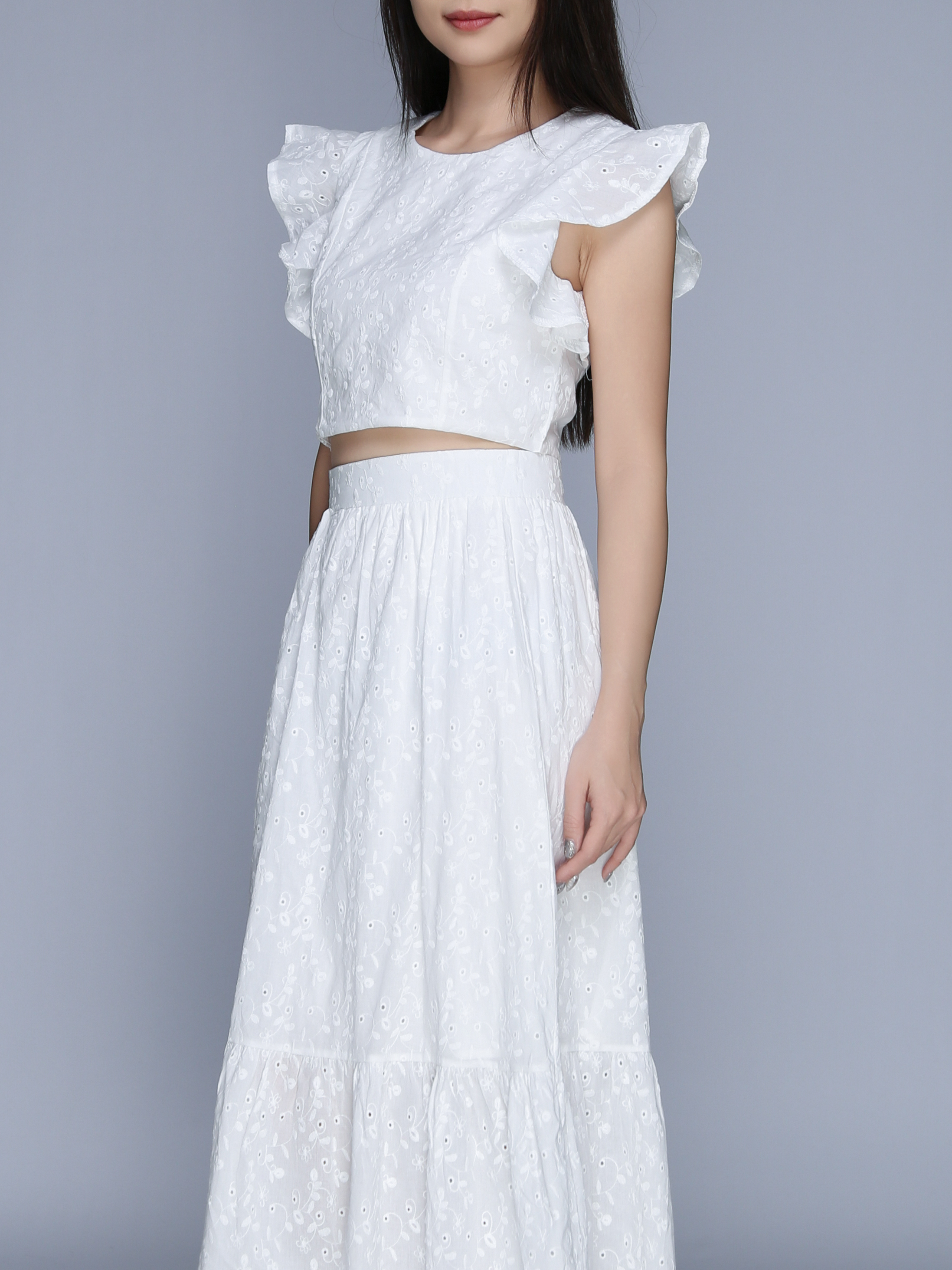 Sleeveless Back Zip Top With Long Skirt Set 39644