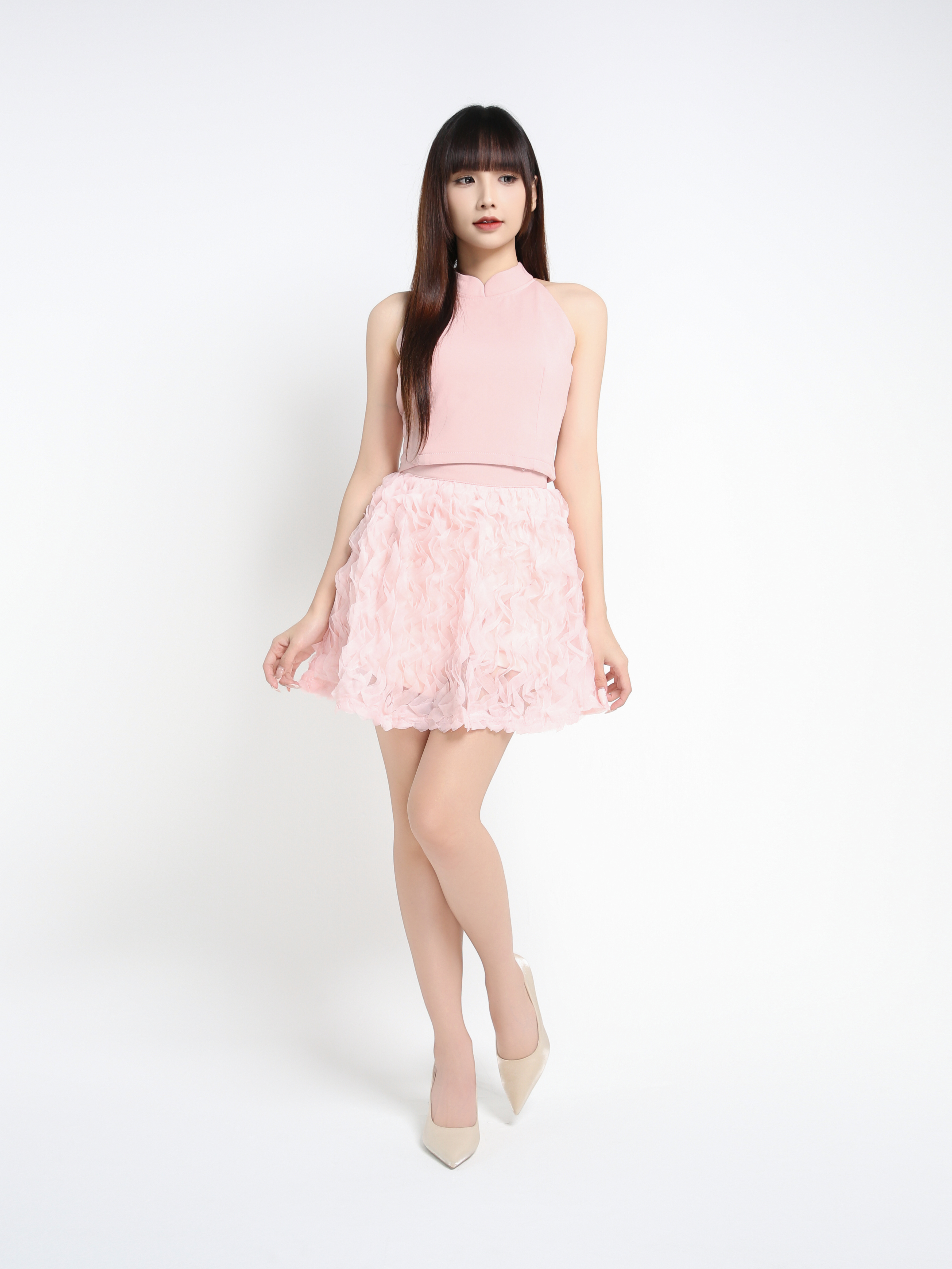 Halter Top With Skirt Pant Set 39656