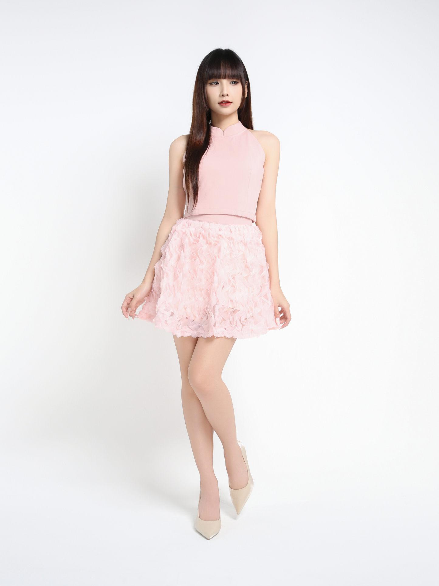 Halter Top With Skirt Pant Set 39656