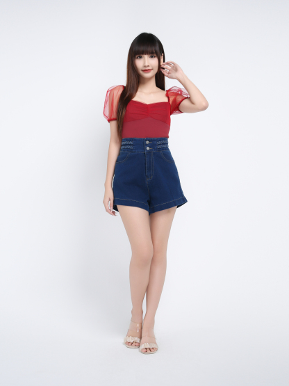 High Waist Denim Short Pants 39829
