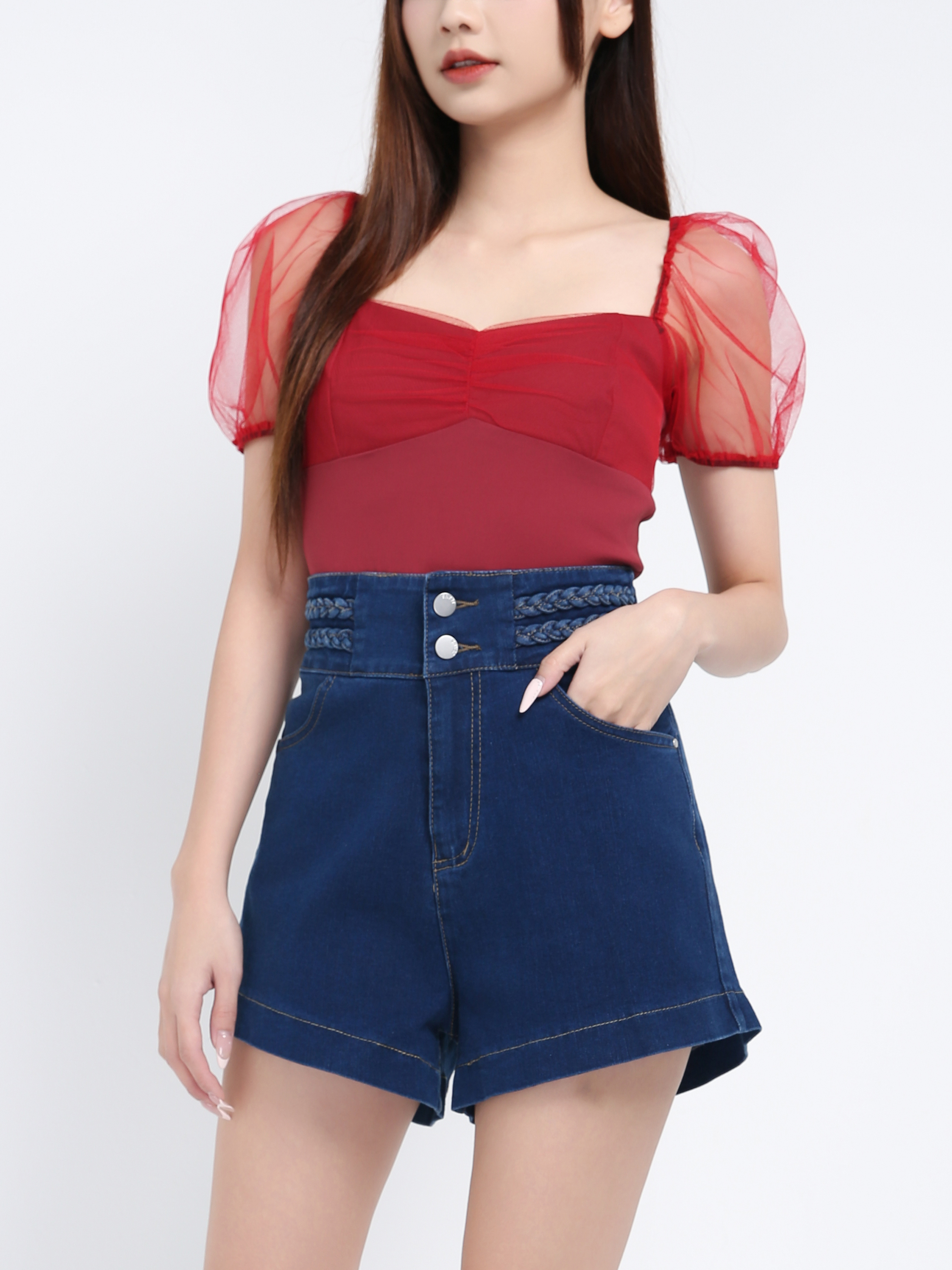 High Waist Denim Short Pants 39829