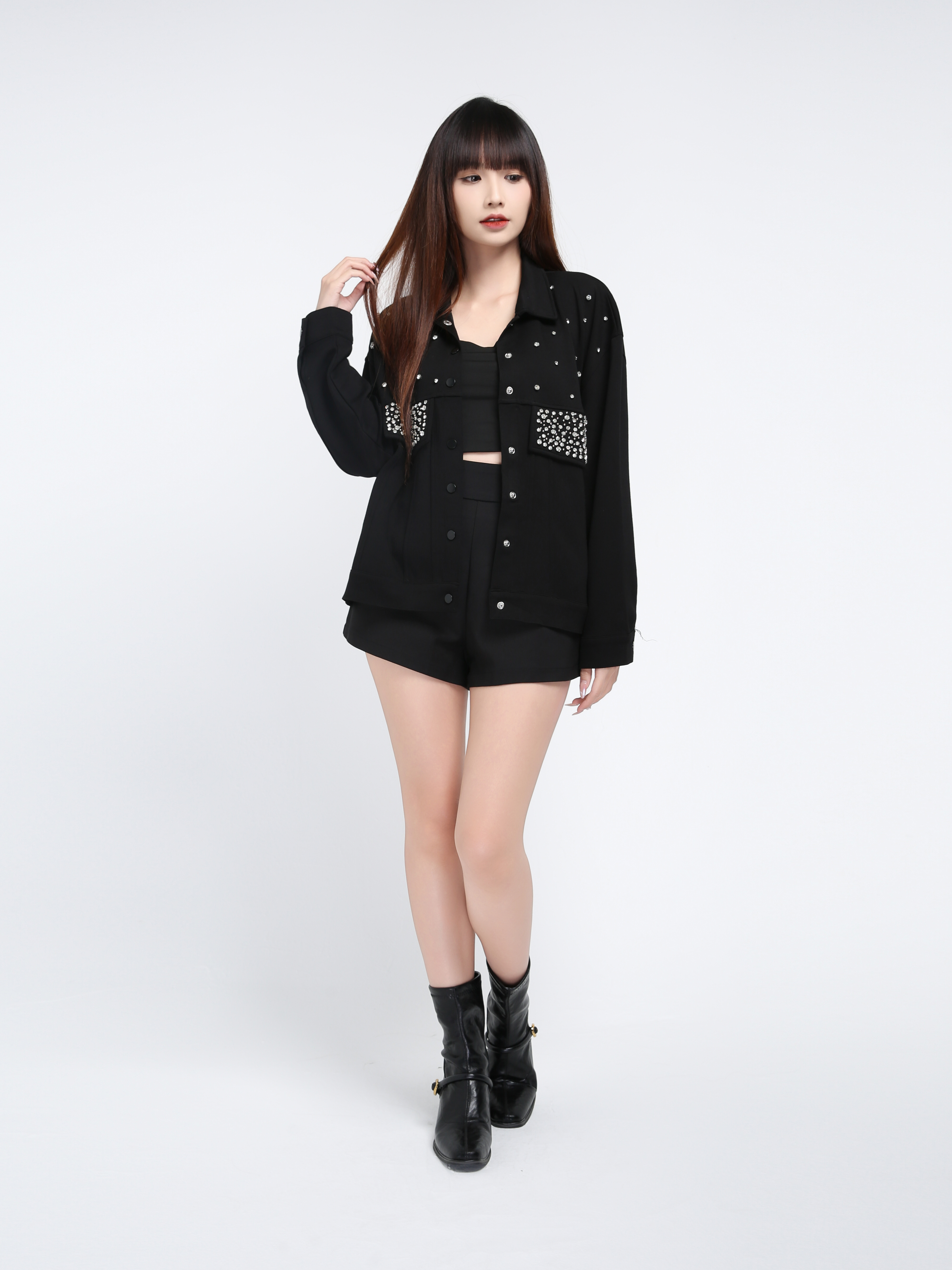 Long Sleeve Front Button Jacket 39701 – AMPLE COUTURE