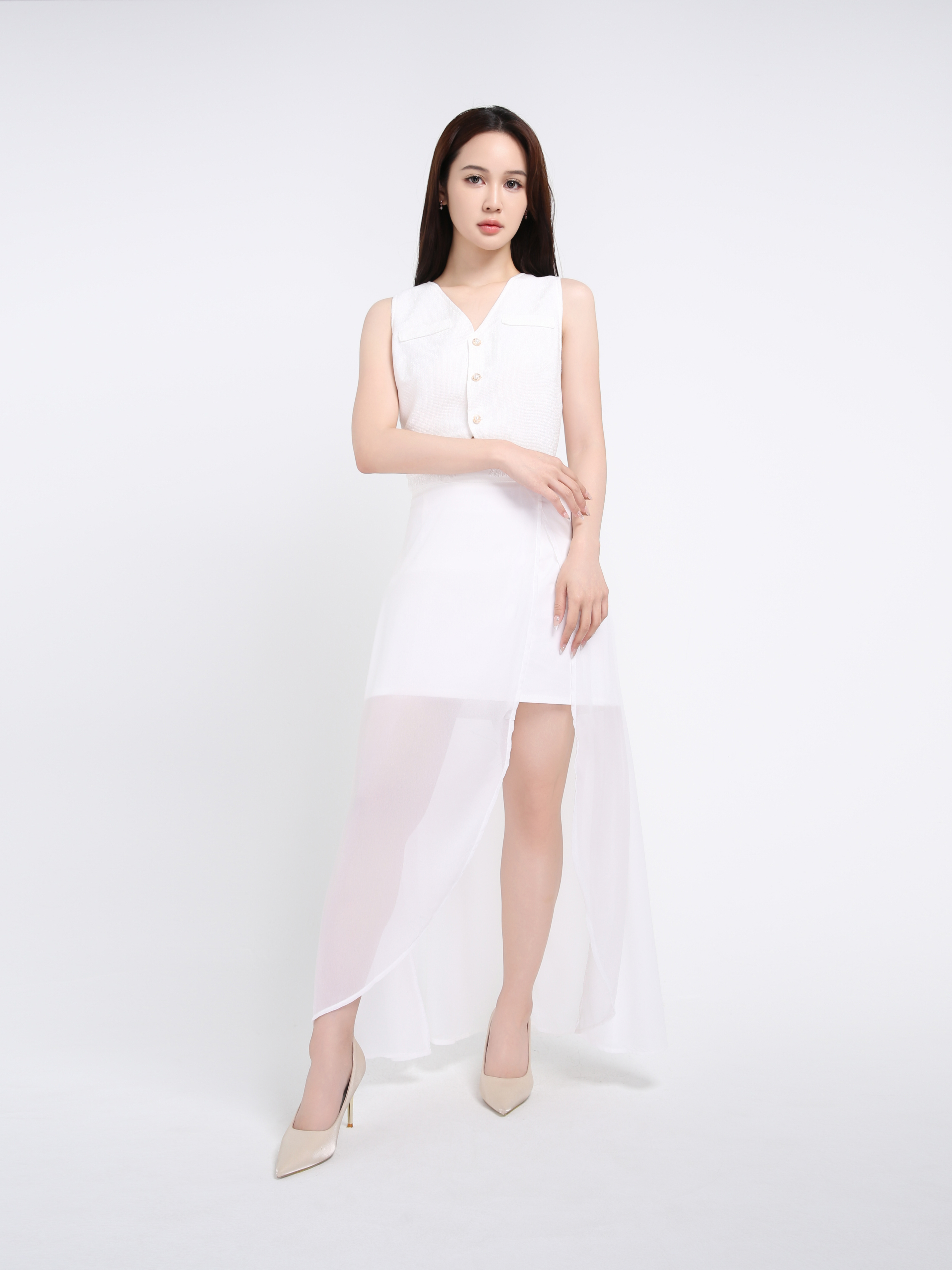Sleeveless Top With Long Skirt Set 39702