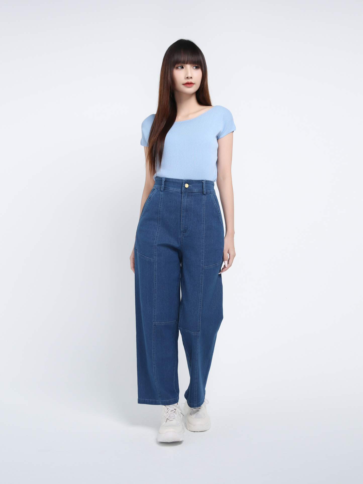 Denim High Waist Side Pocket Long Pant 39639