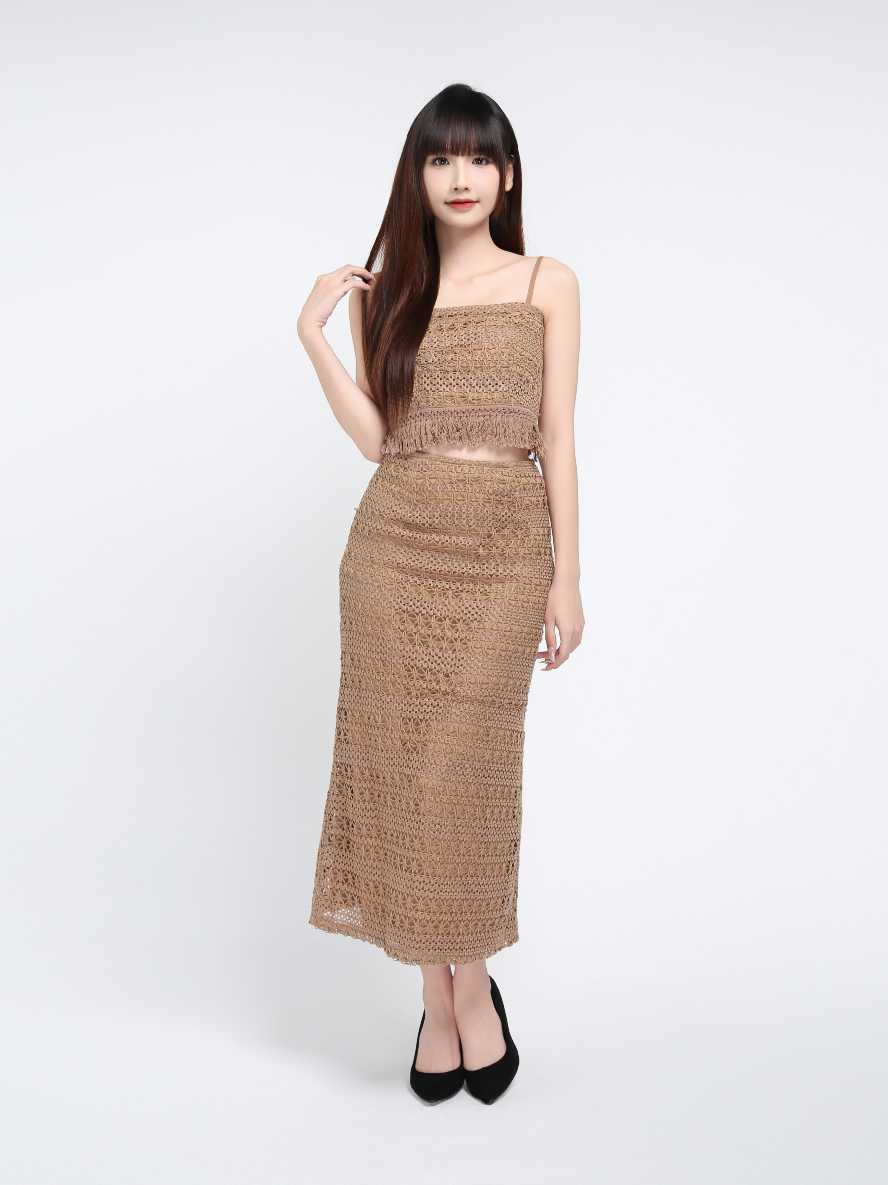 Sleeveless Top With Long Skirt Set 39745