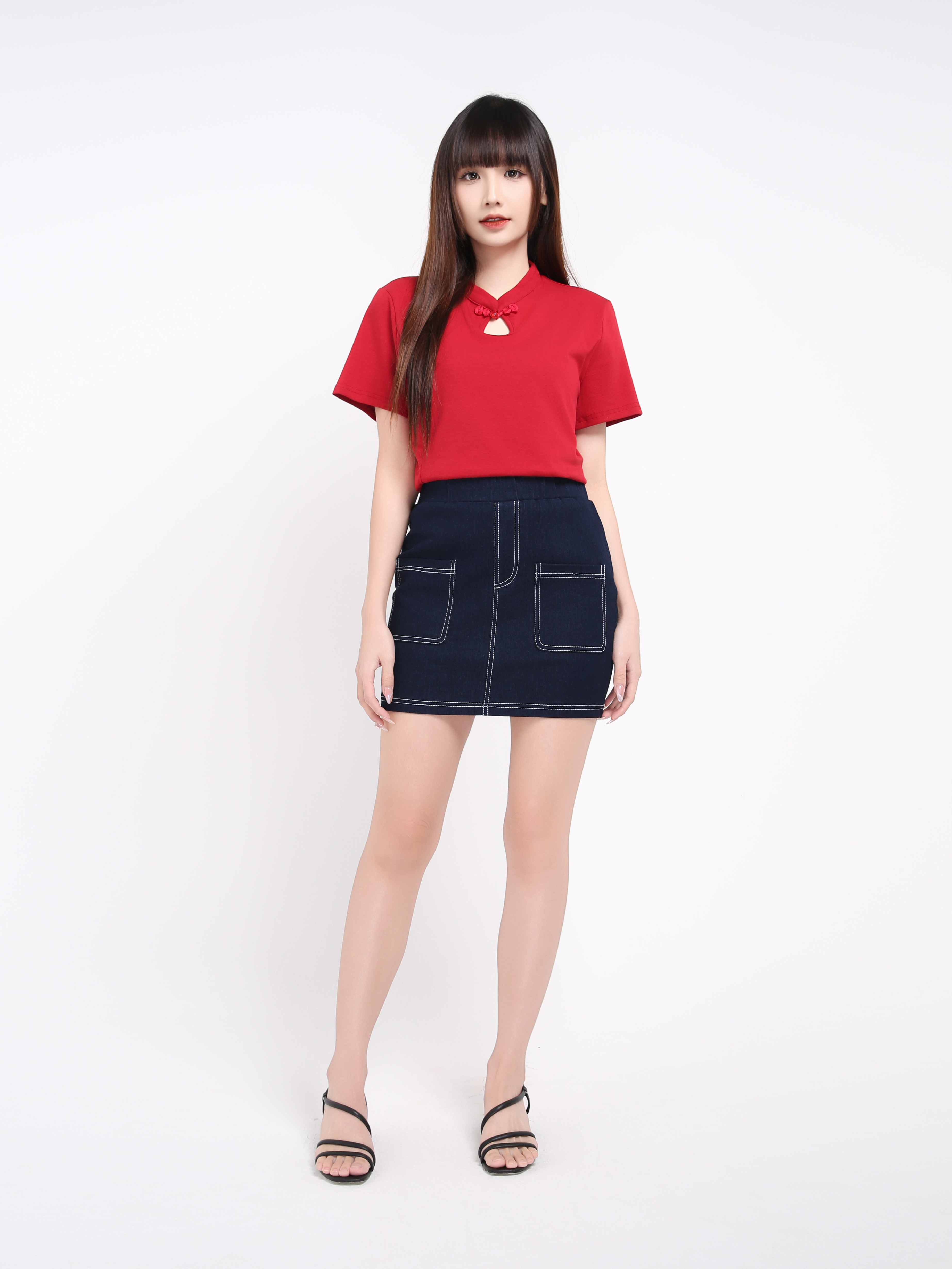 Denim Front Pocket Skirt 39698