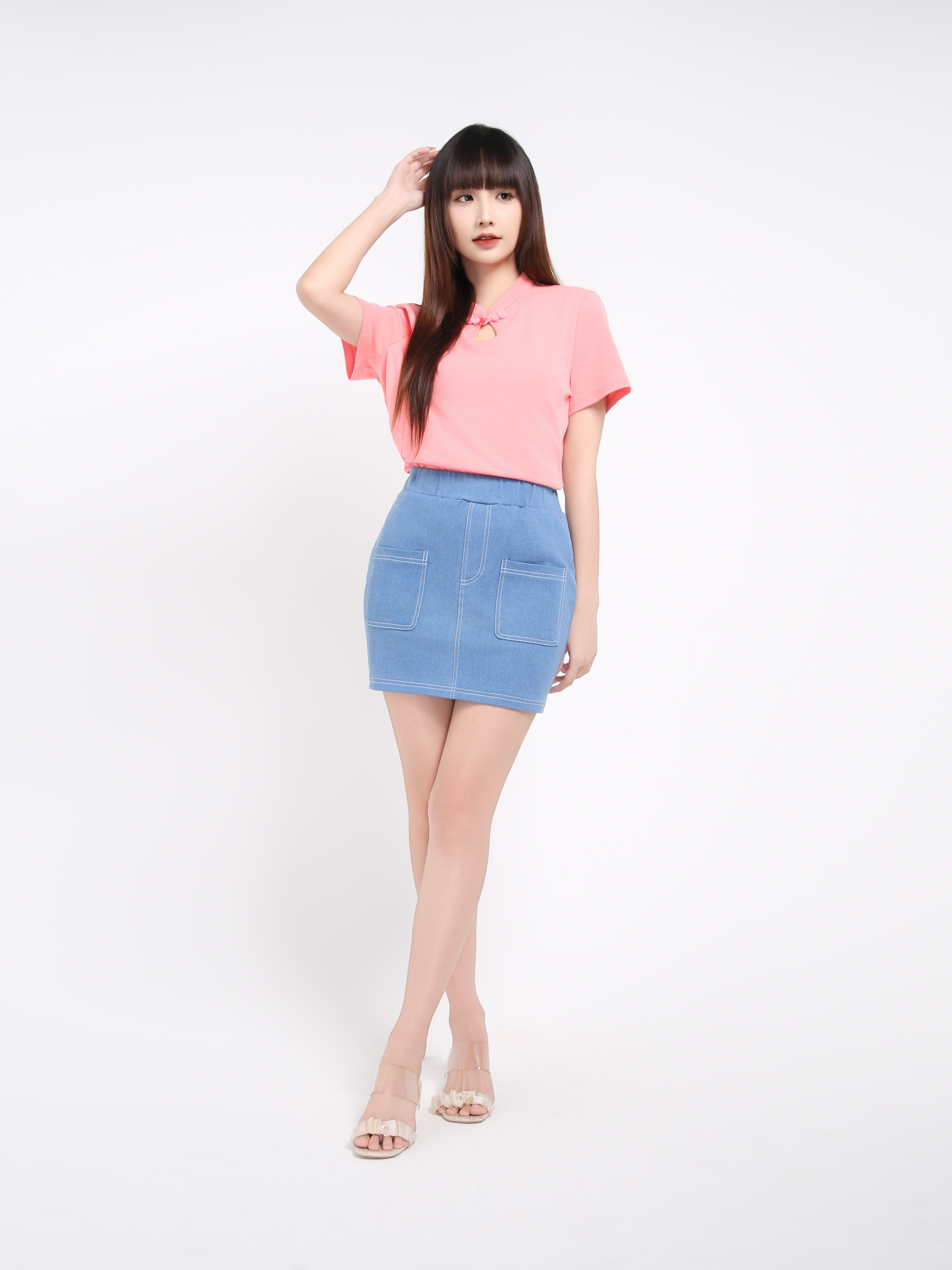 Denim Front Pocket Skirt 39698