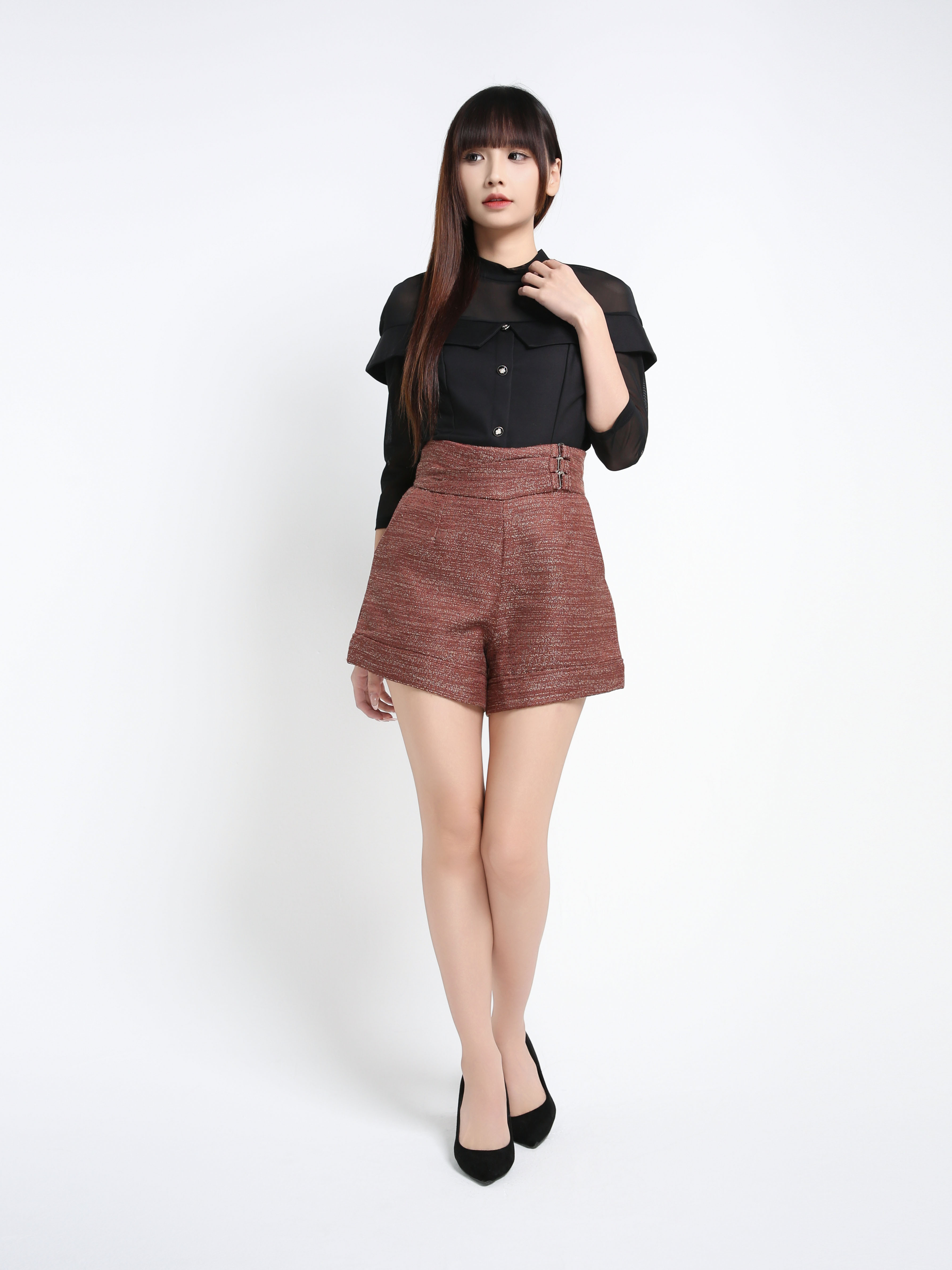 High Waist Side Pocket Short Pants 39790