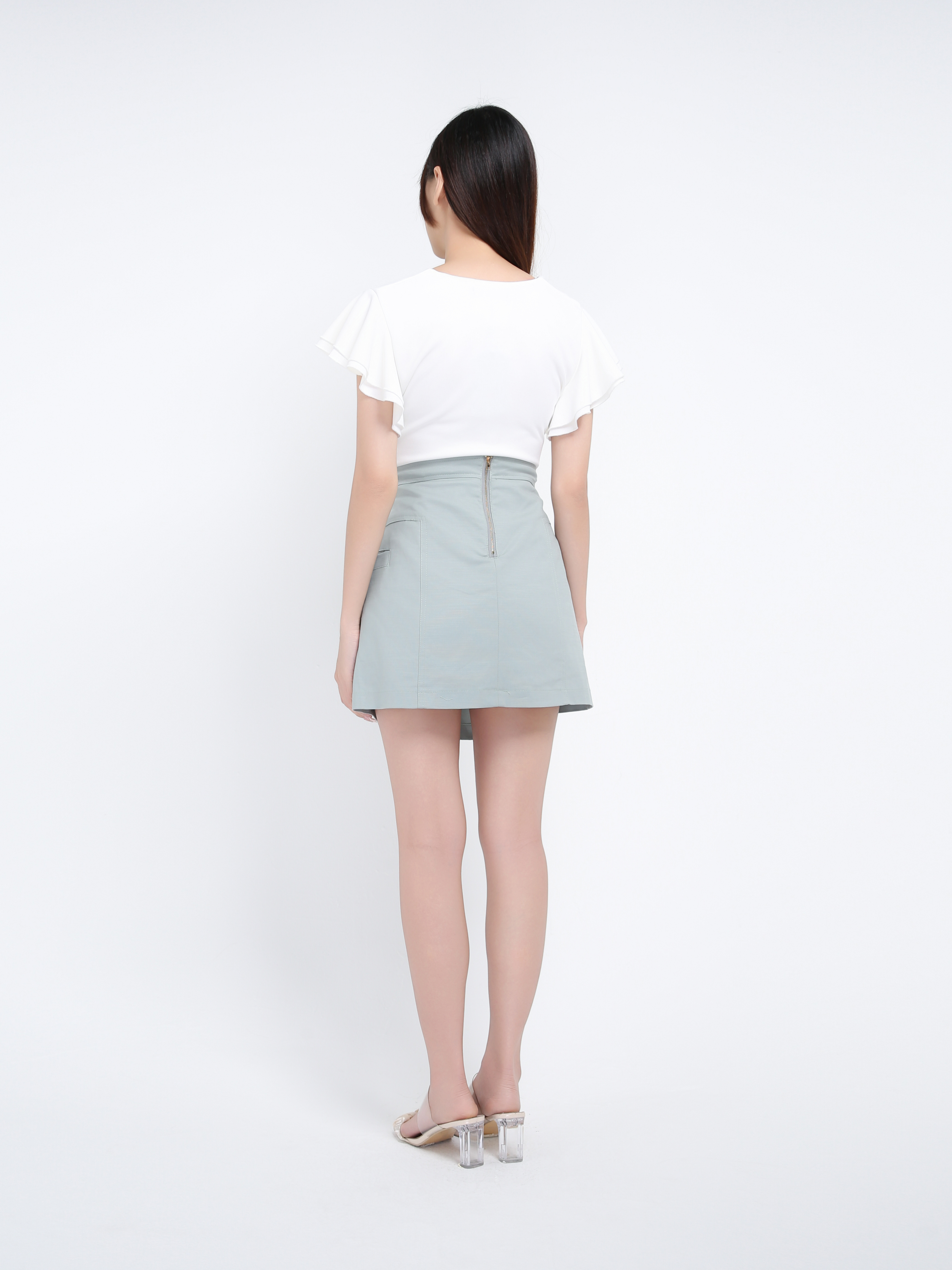 High Waist Back Zip Skirt 39606