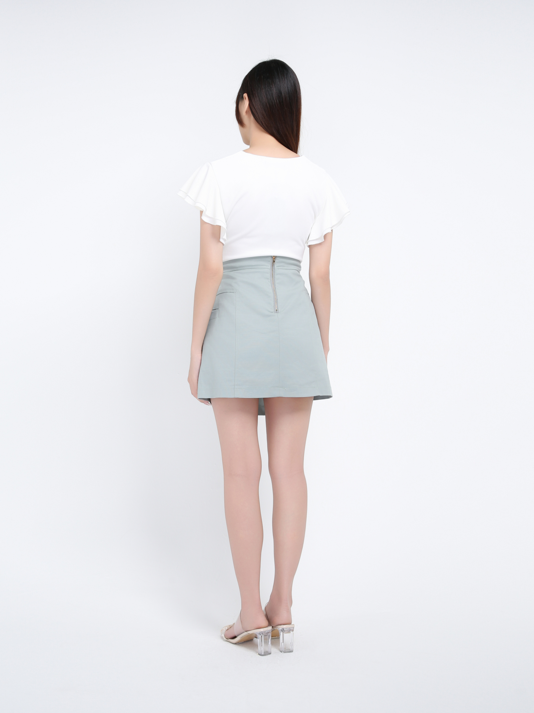 High Waist Back Zip Skirt 39606