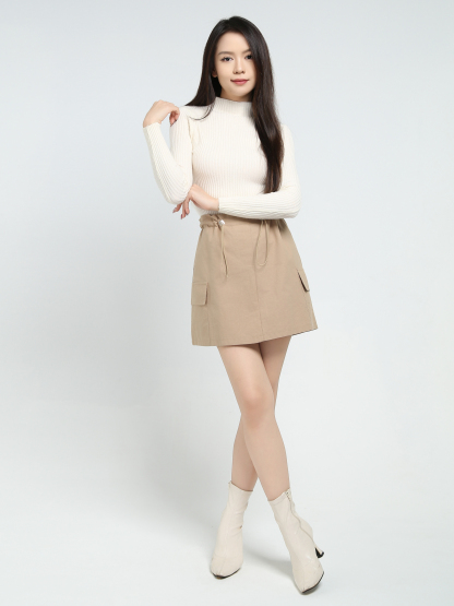 Drawstring Waist Side Pocket Skirt Pant 40256