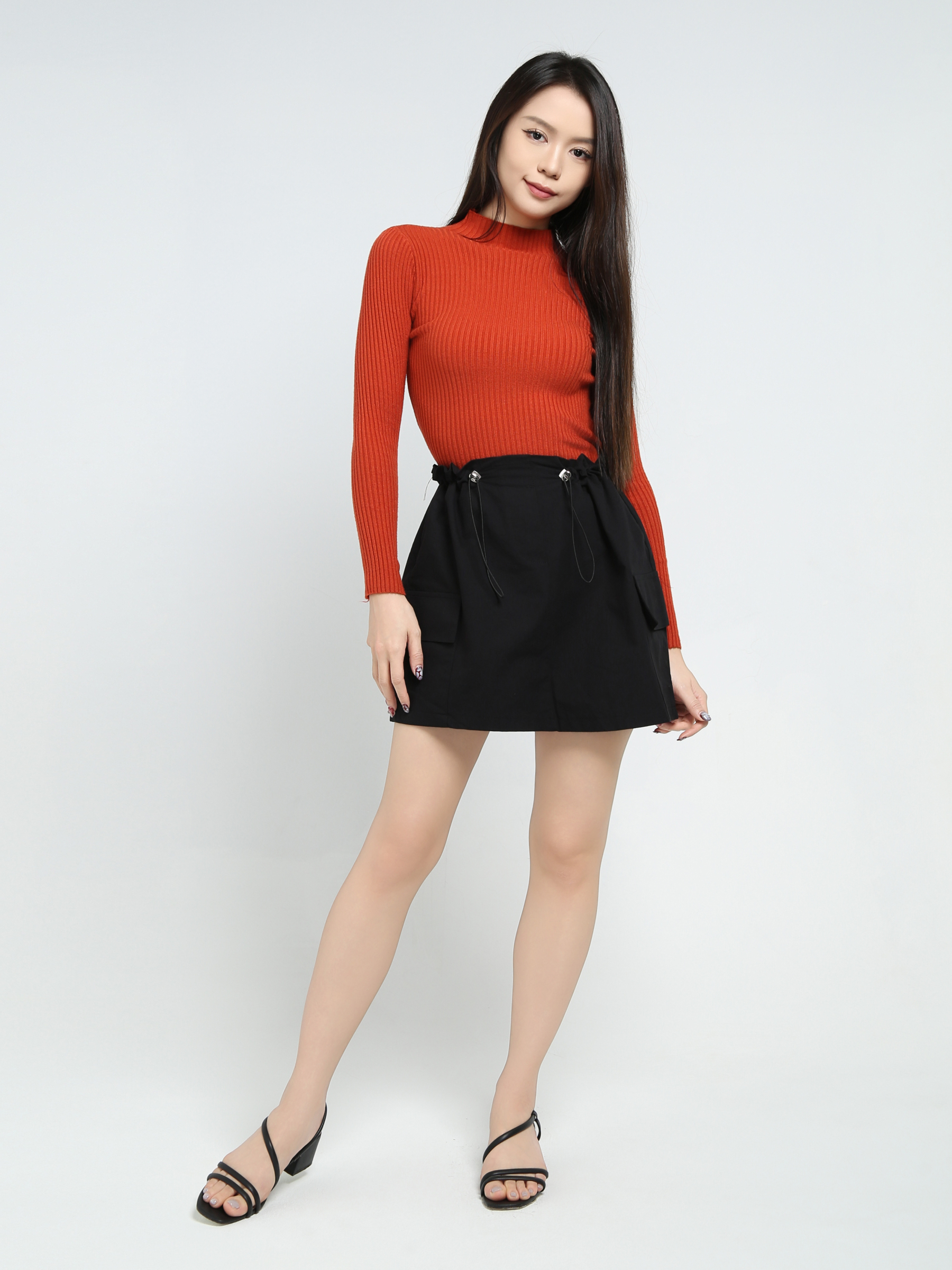 Drawstring Waist Side Pocket Skirt Pant 40256