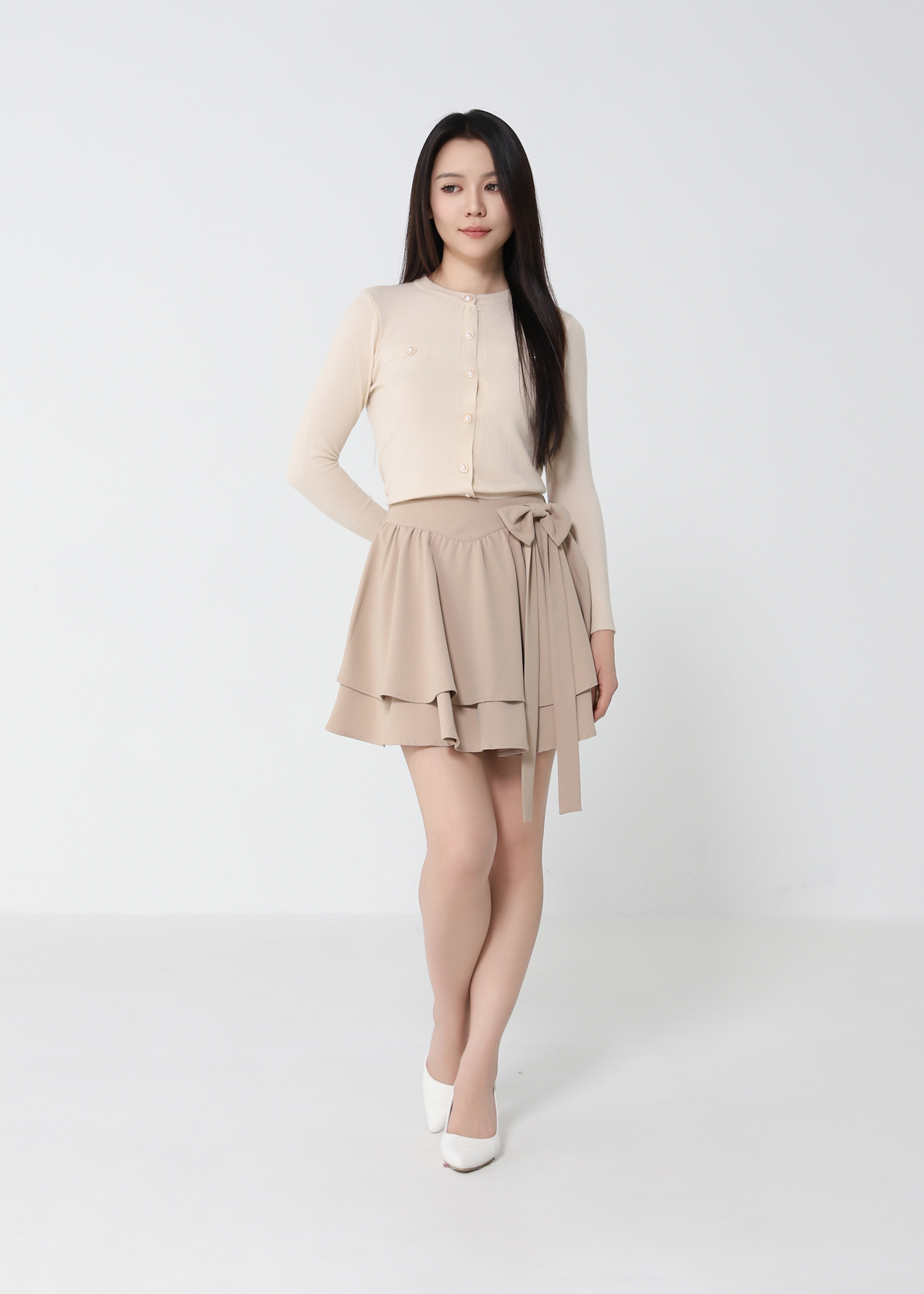 Layered Ruffles With Ribbon Skirt Pants 52283