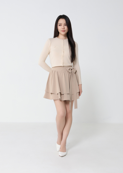 Layered Ruffles With Ribbon Skirt Pants 52283