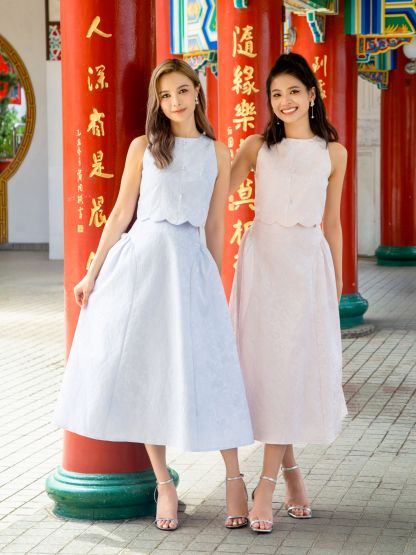 Sleeveless Back Zip Top With Long Skirt Set AC819