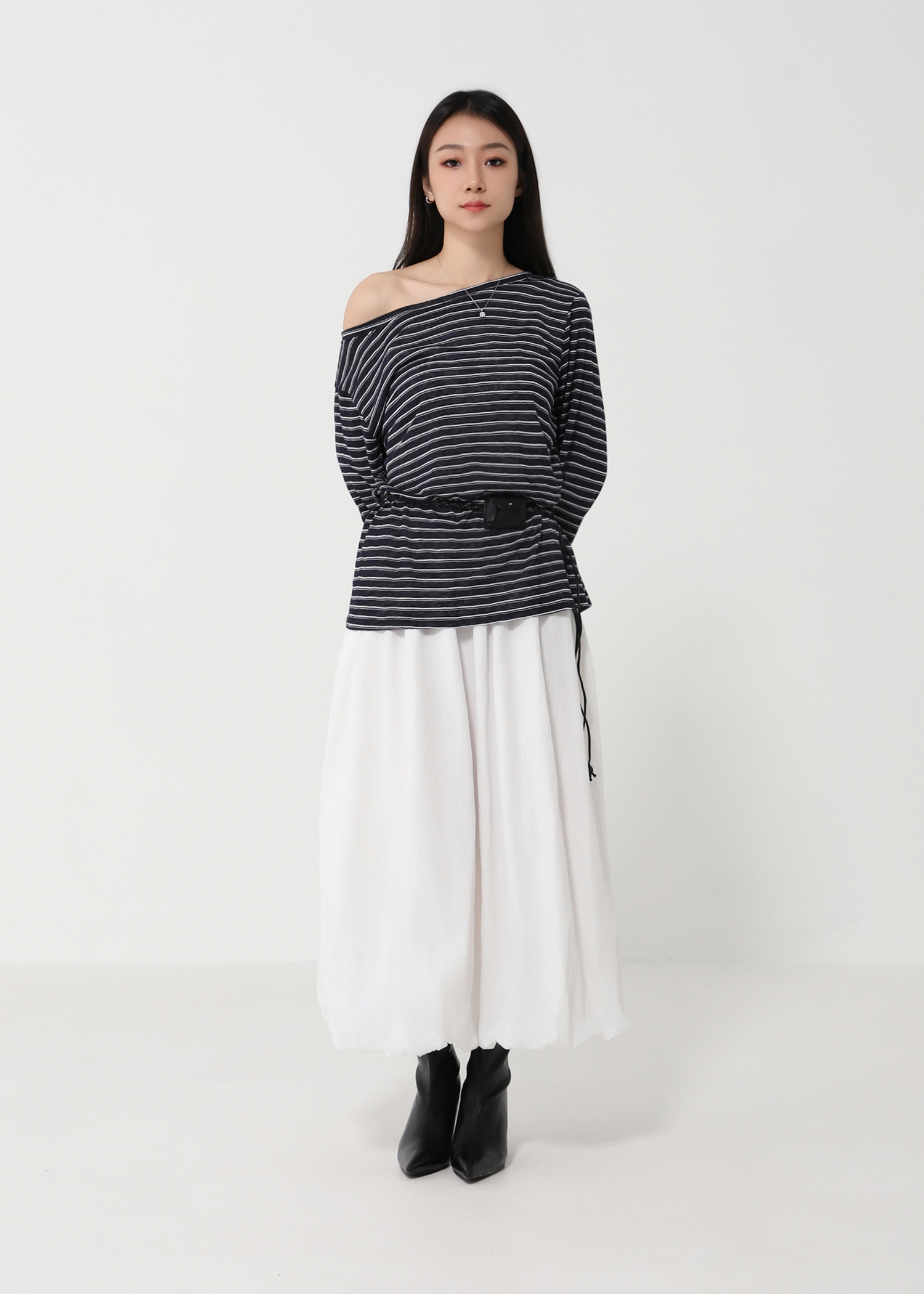 Casual Wear Stripe With Belt Top DJ194