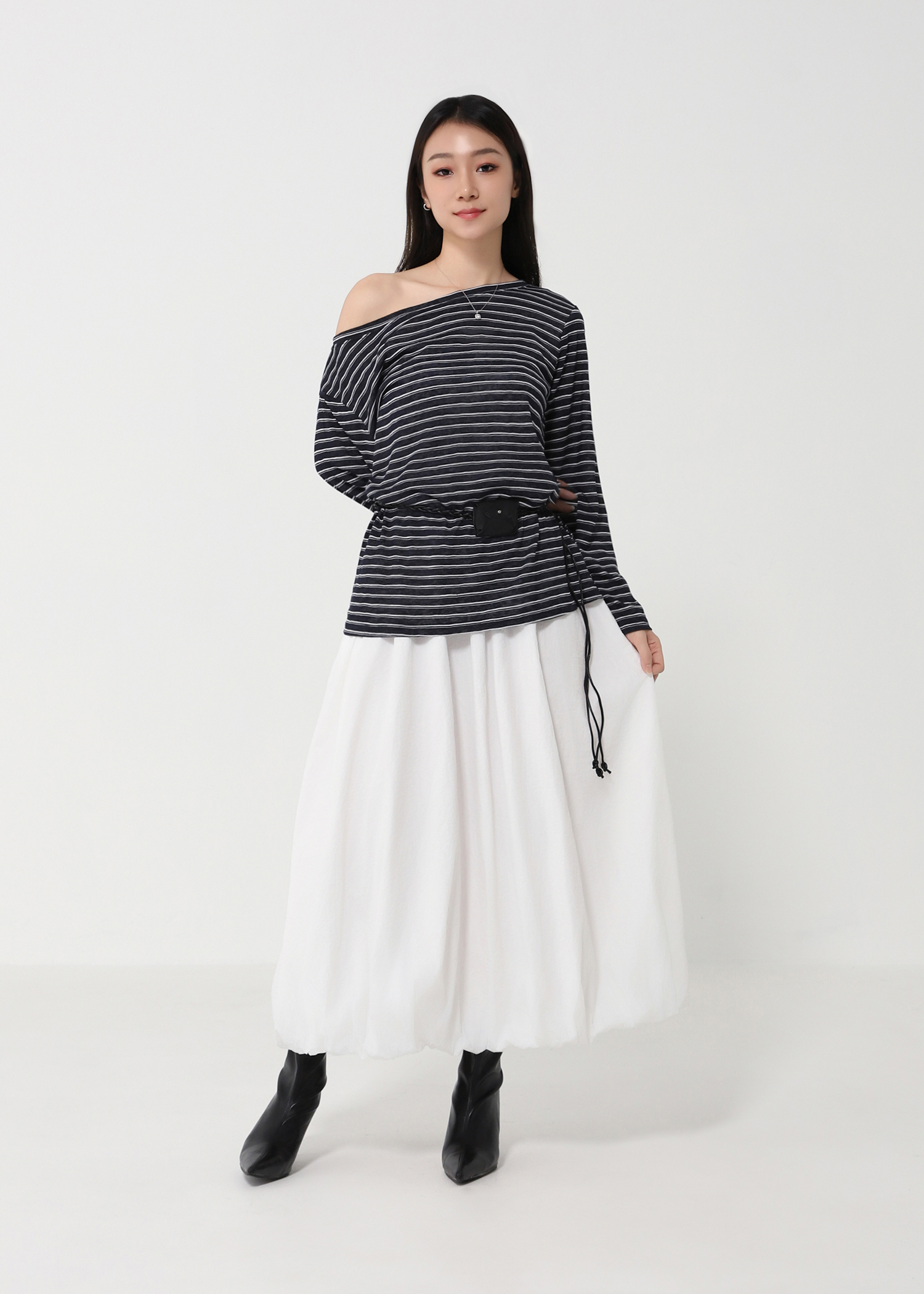 Casual Wear Stripe With Belt Top DJ194