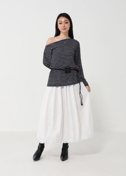 Casual Wear Stripe With Belt Top DJ194