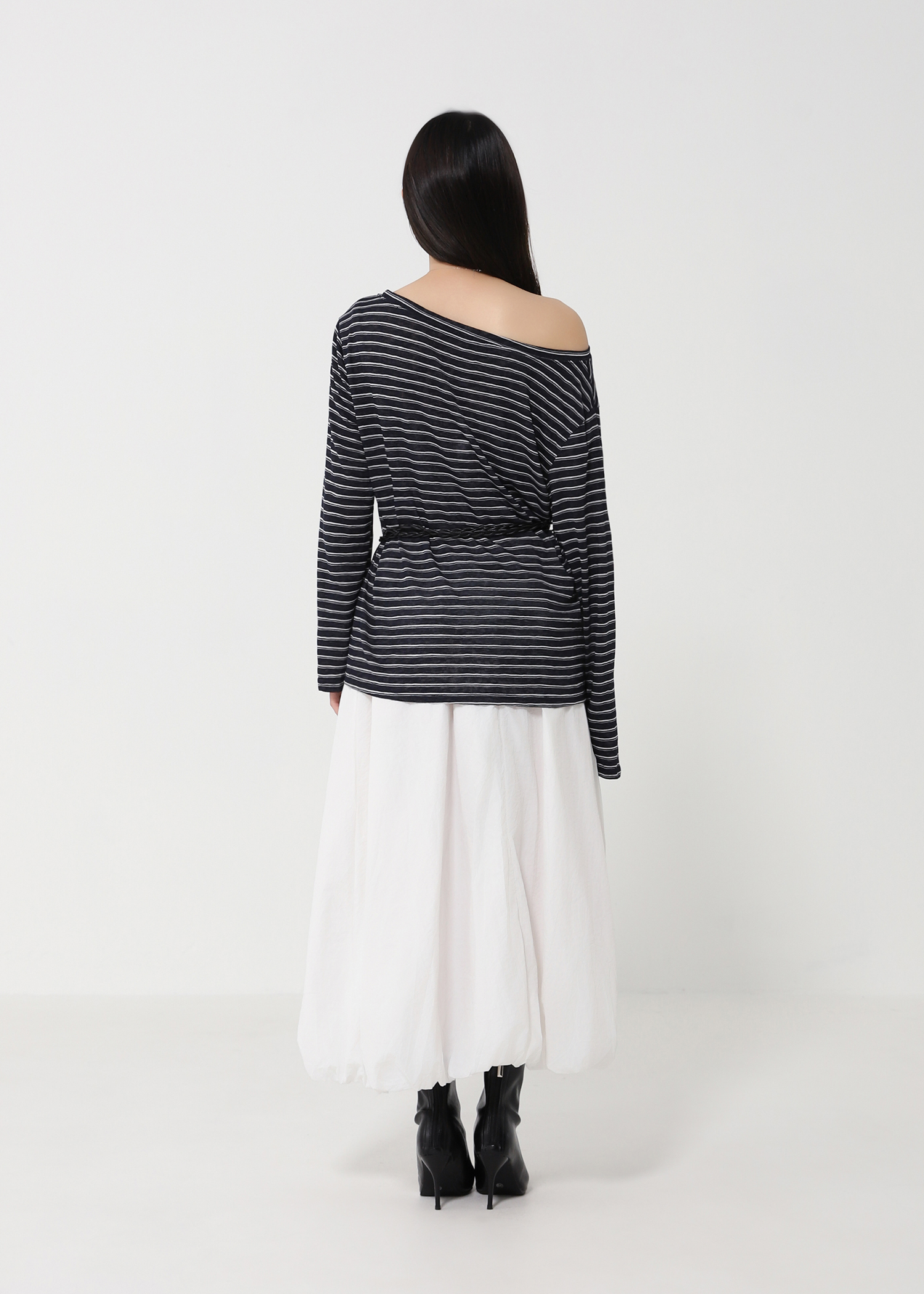 Casual Wear Stripe With Belt Top DJ194