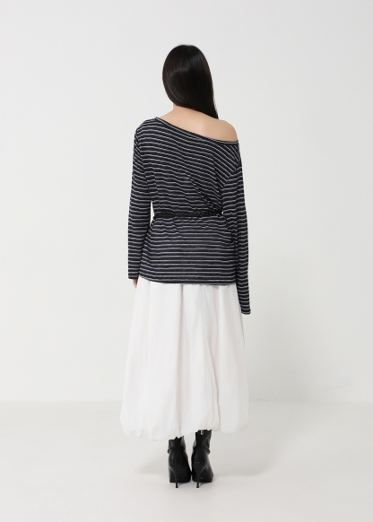 Casual Wear Stripe With Belt Top DJ194