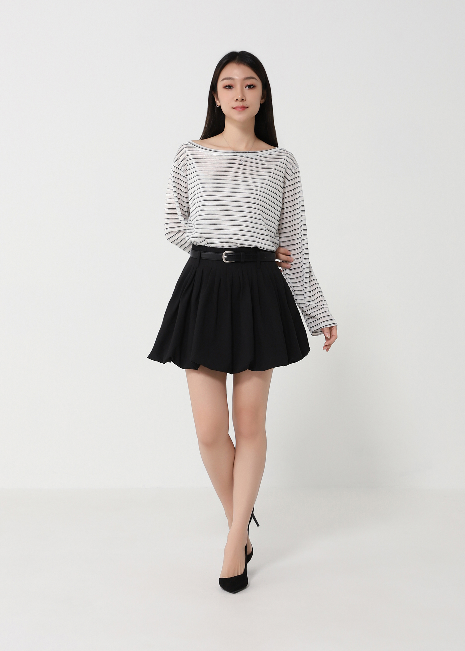 Casual Wear Stripe With Belt Top DJ194