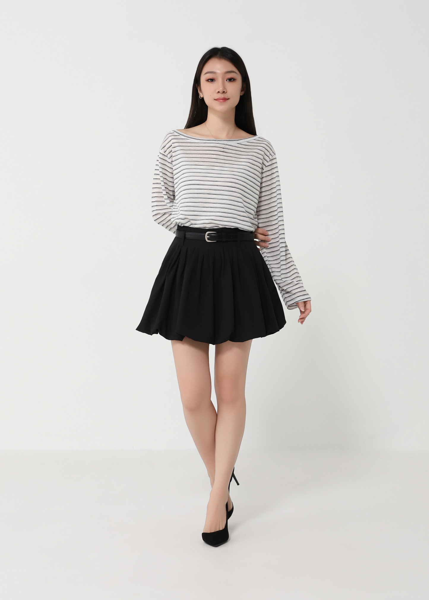 Casual Wear Stripe With Belt Top DJ194