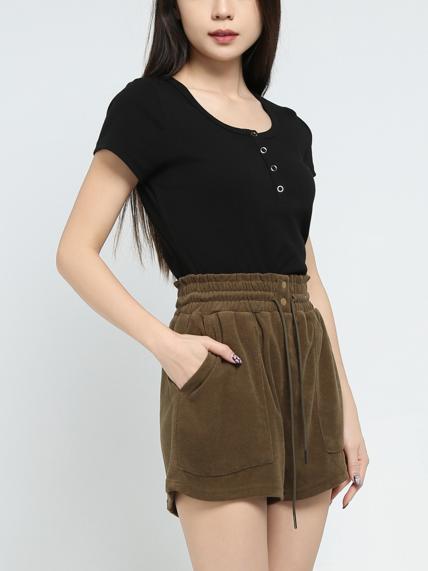 Short Sleeve Front Button Top 40246