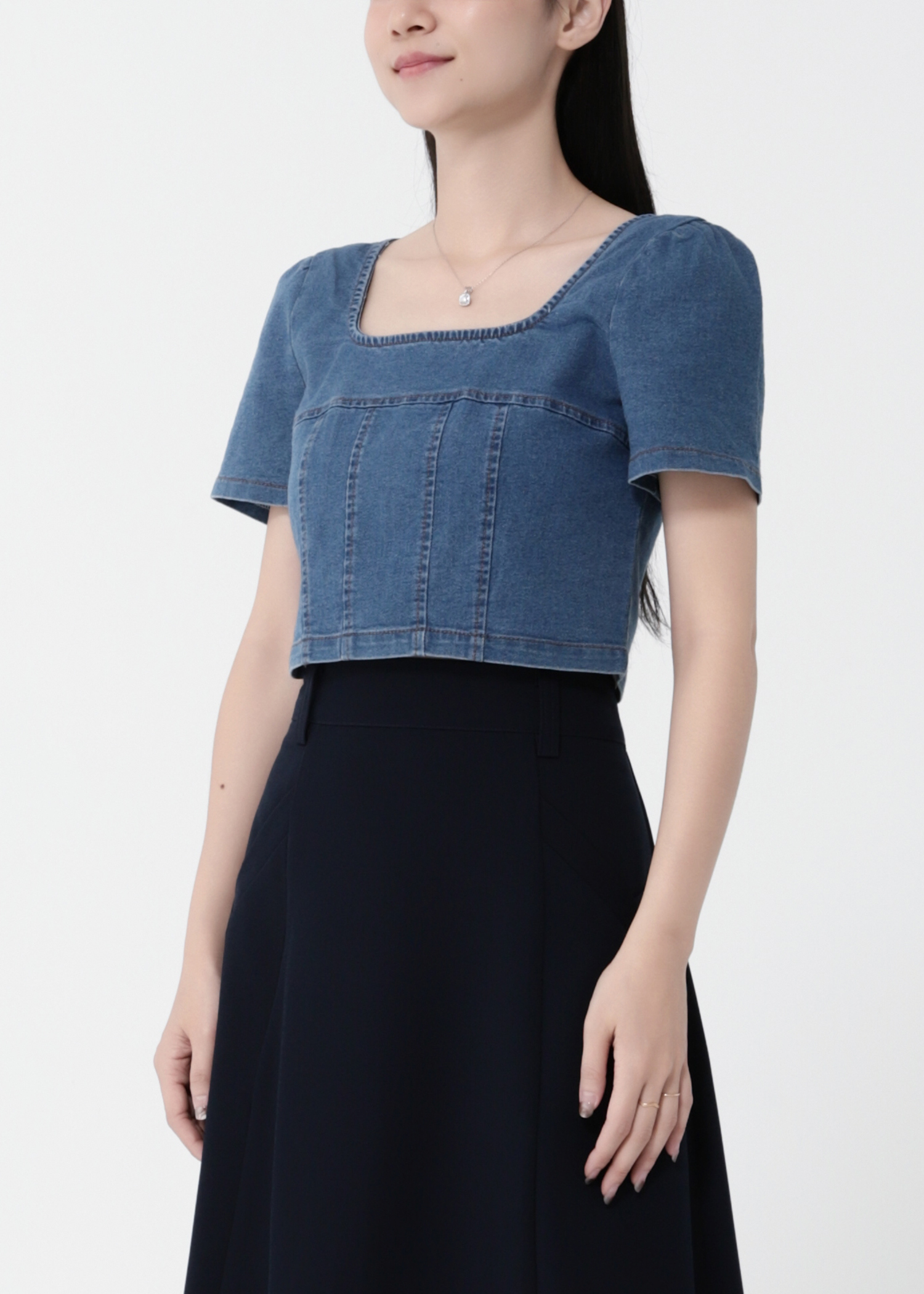 Back Zip High Waist Side Pocket Skirt Pant 40263
