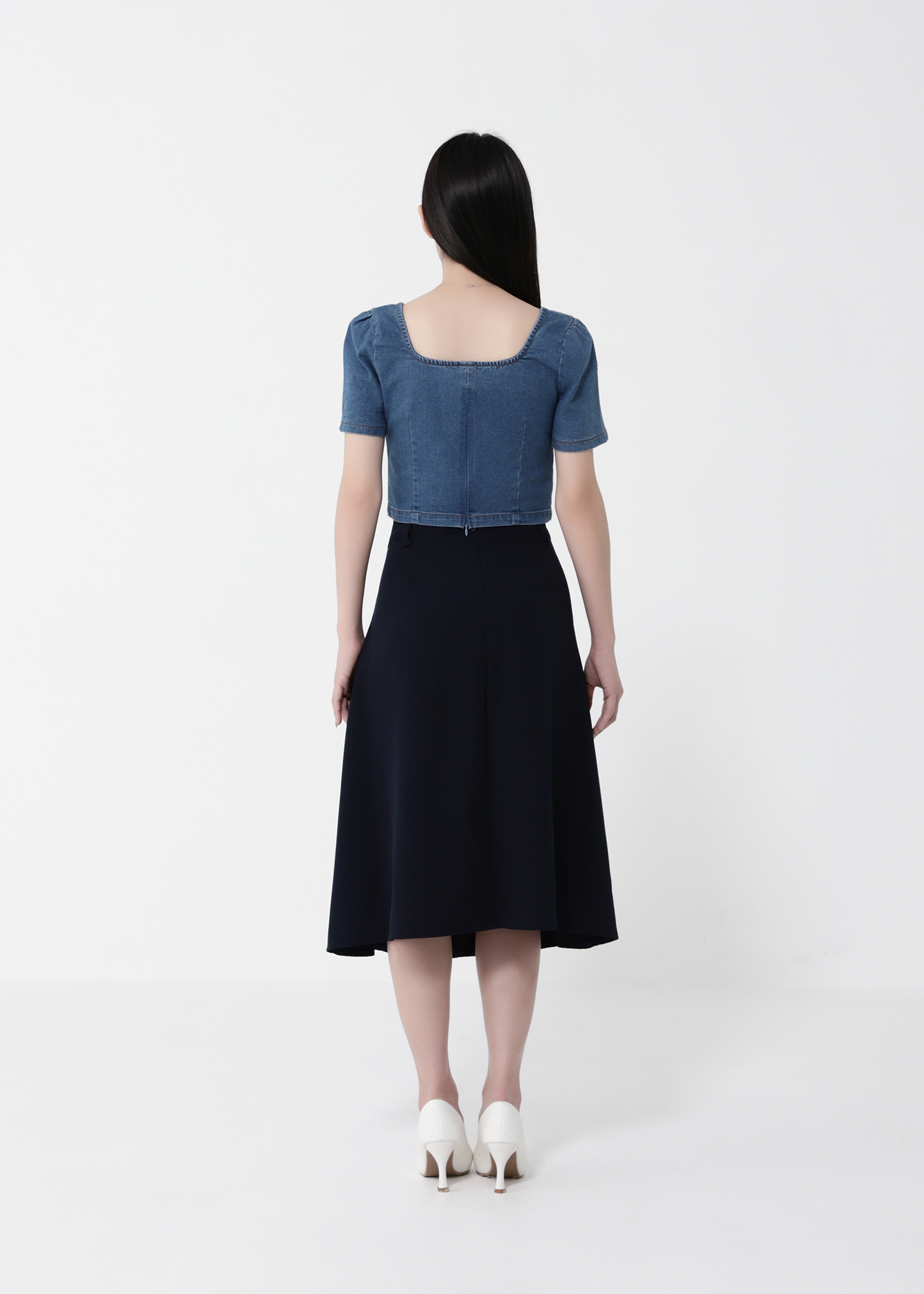 Back Zip High Waist Side Pocket Skirt Pant 40263